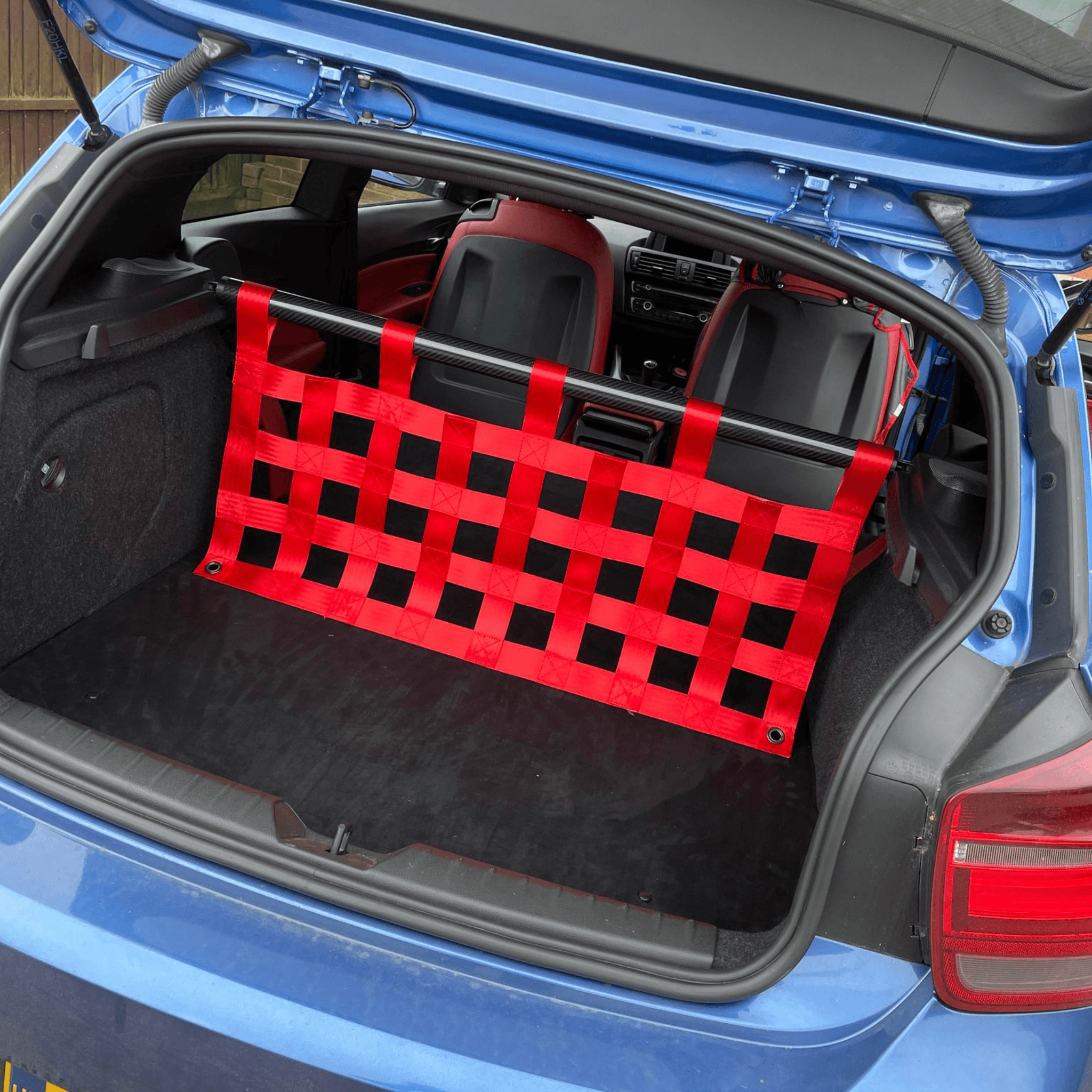 BMW 1 Series F20 F21 M135i M140i Strut bar and Cargo net cargo-nets.co.uk