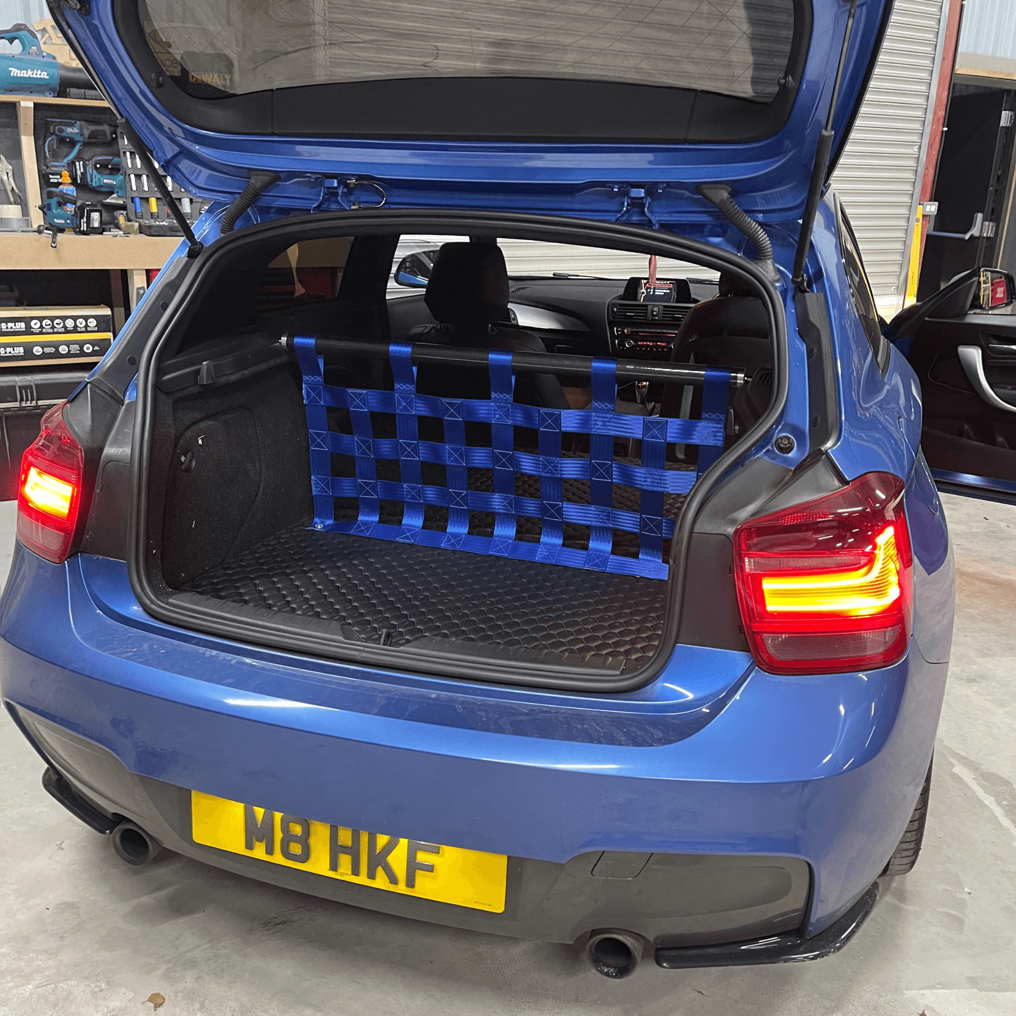 BMW 1 Series F20 F21 M135i M140i Strut bar and Cargo net cargo-nets.co.uk