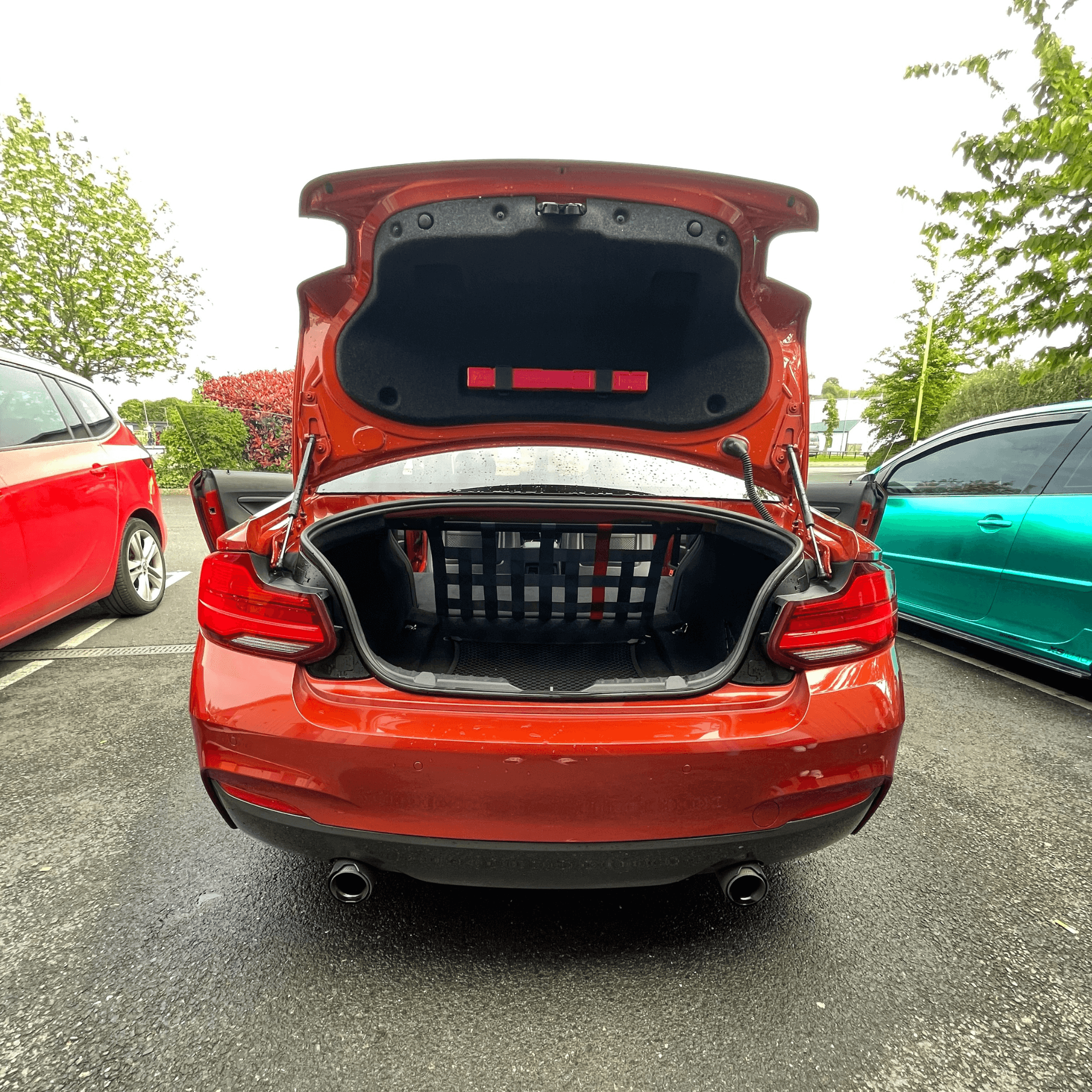 BMW 2 Series F22 F87 M235i M240i M2 Strut bar and Cargo net cargo-nets.co.uk