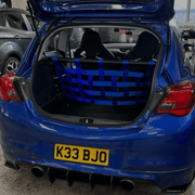Vauxhall Corsa E Strut bar and Cargo net cargo-nets.co.uk