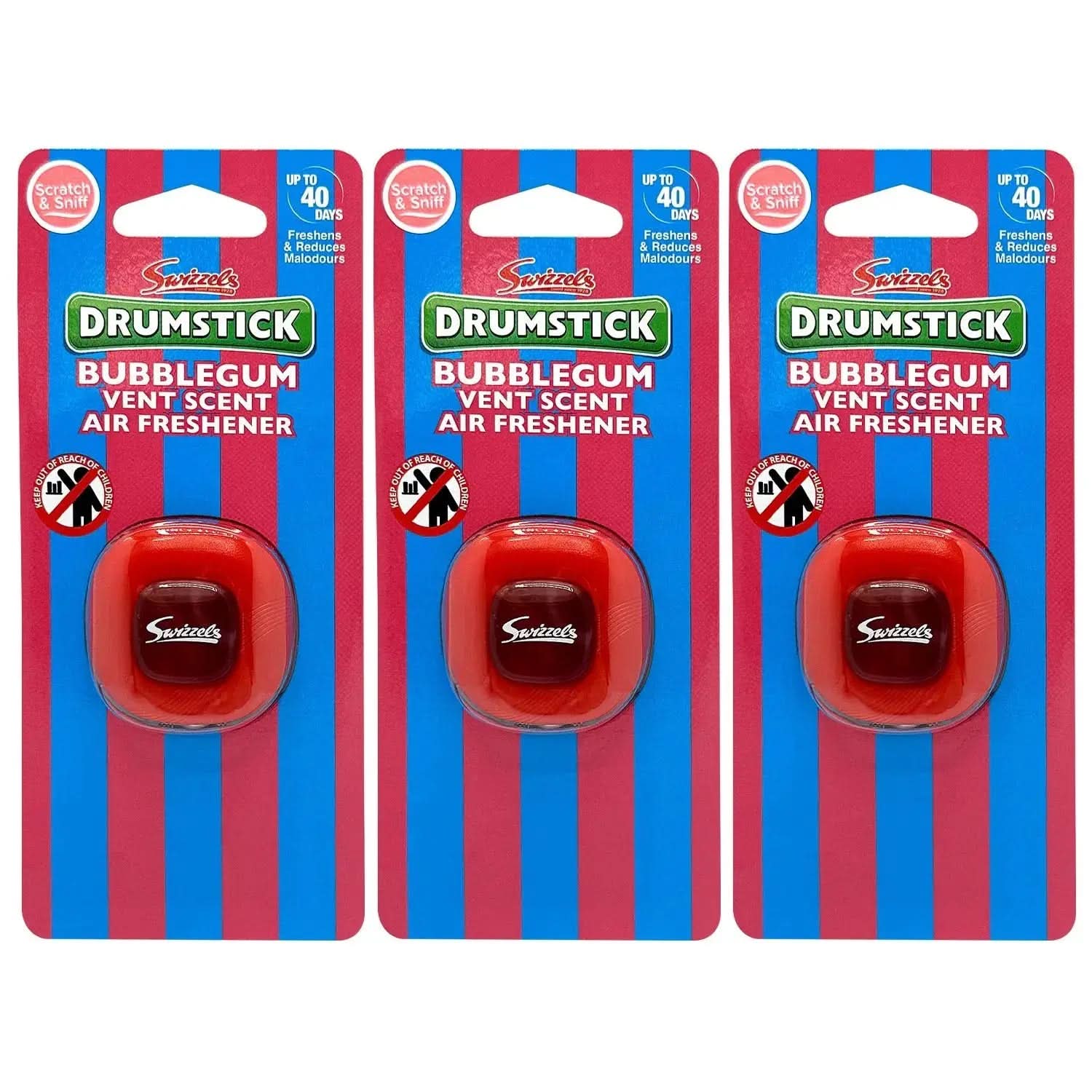 Swizzels Bubblegum Drumstick Single Vent Clip Car Air Freshener Flava Car Scents