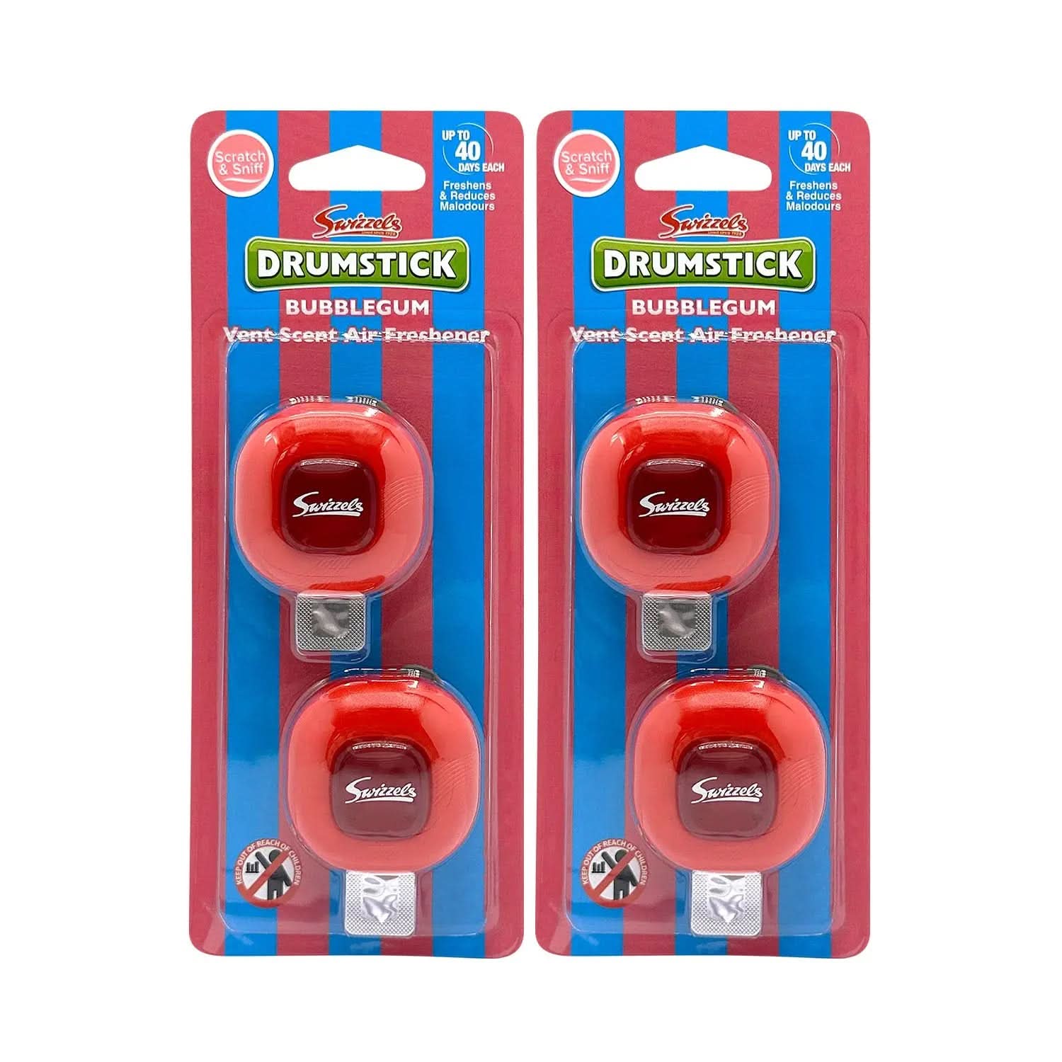 Swizzels Bubblegum Drumstick Twin Vent Clip Car Air Freshener Flava Car Scents
