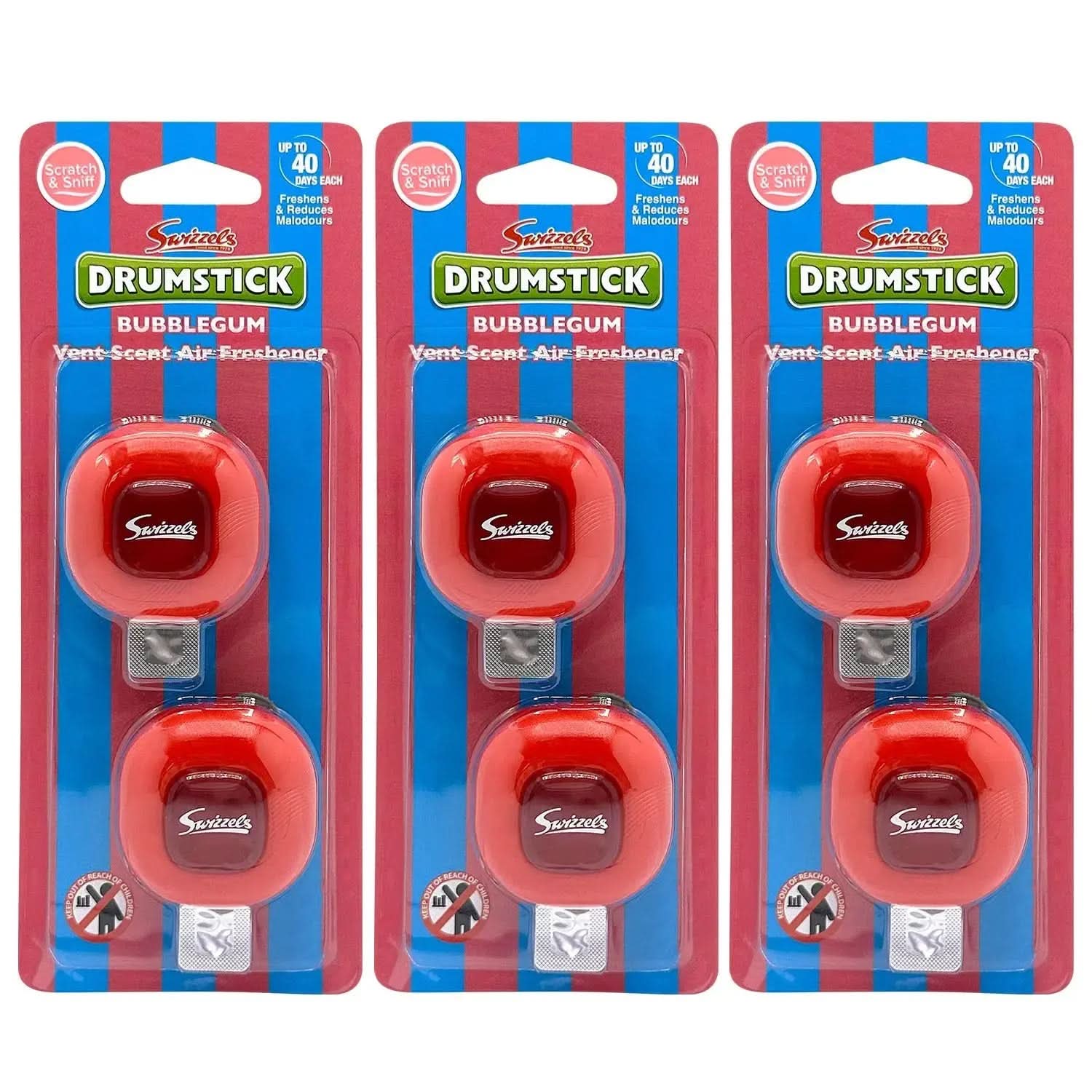 Swizzels Bubblegum Drumstick Twin Vent Clip Car Air Freshener Flava Car Scents