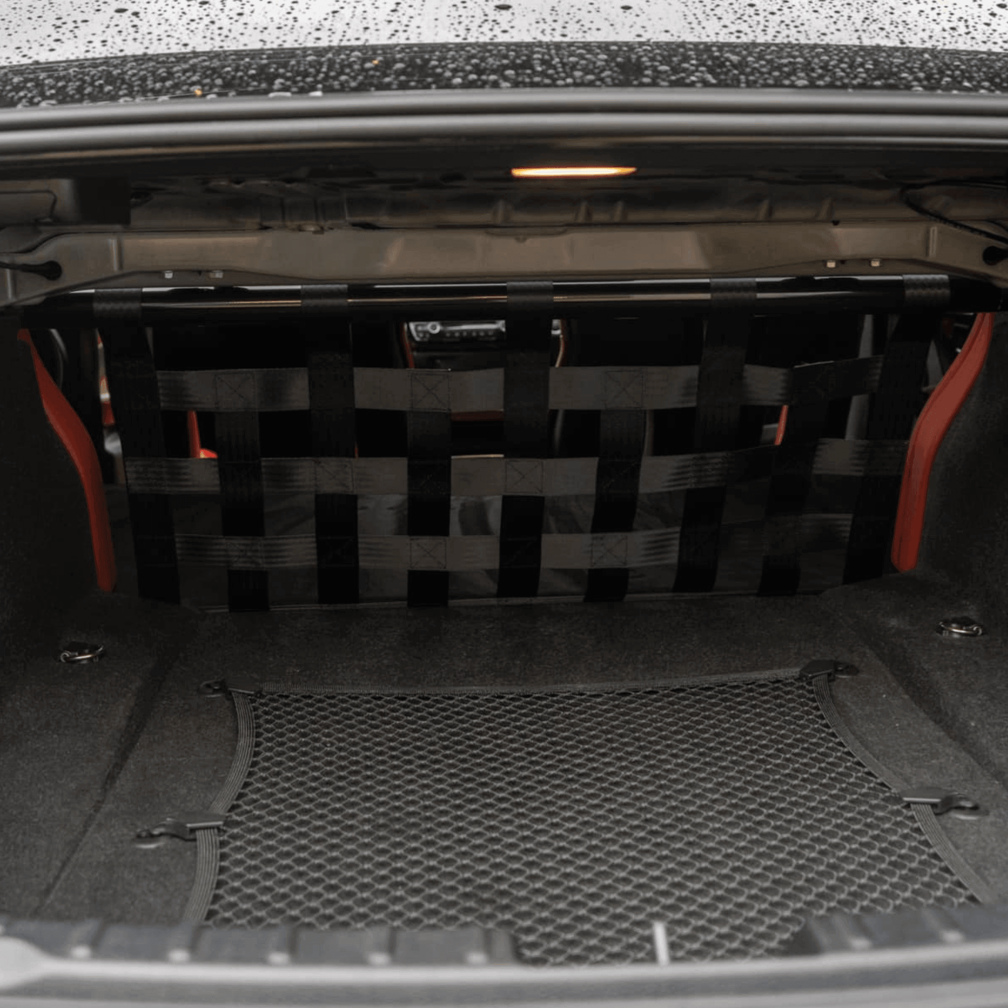BMW 3 Series F80 M3 Strut bar and Cargo net cargo-nets.co.uk