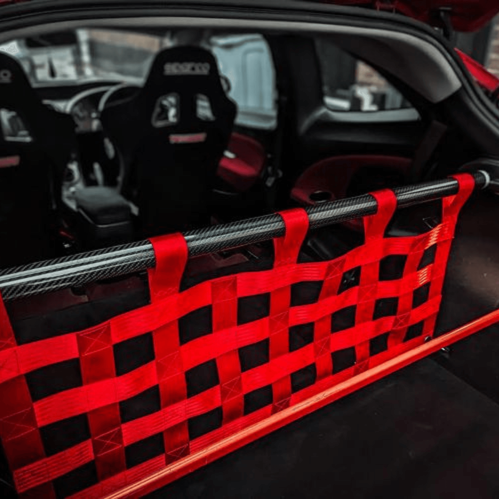 Honda Civic Mk8 FN2 Strut bar and Cargo net cargo-nets.co.uk