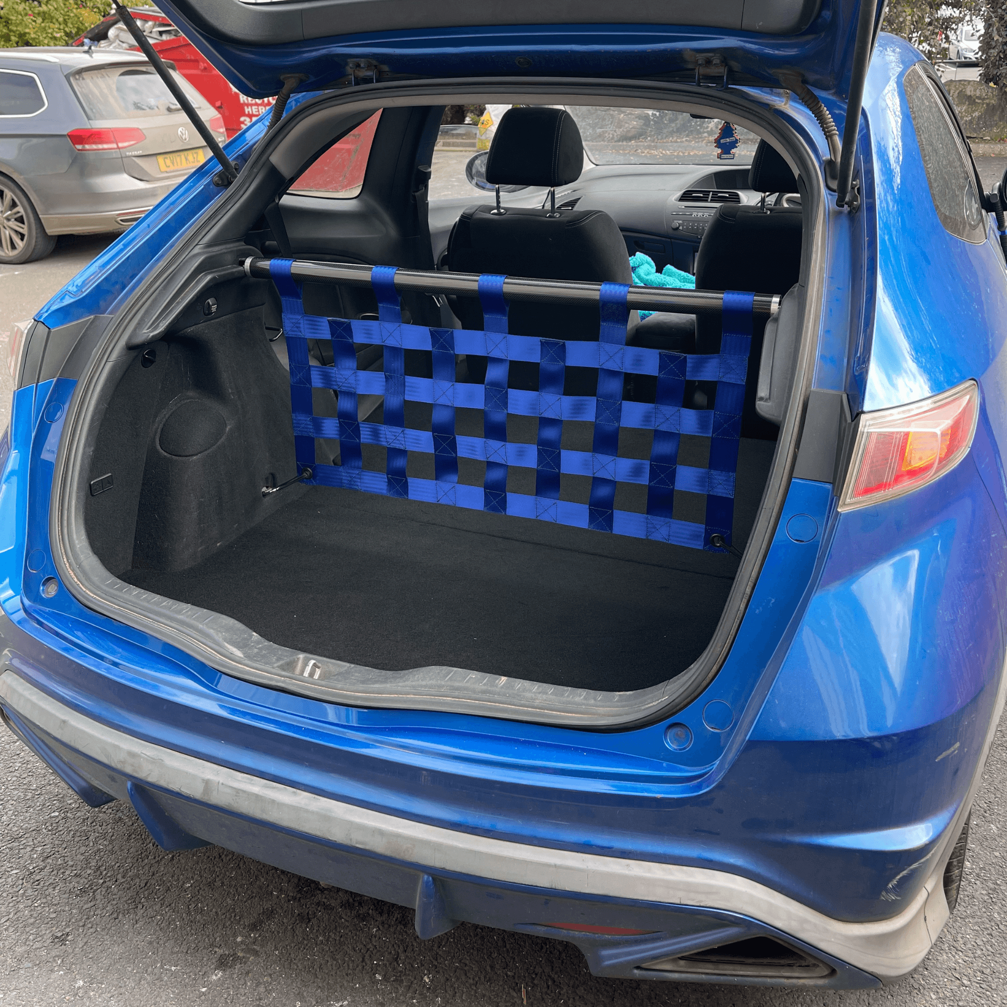 Honda Civic Mk8 FN2 Strut bar and Cargo net cargo-nets.co.uk