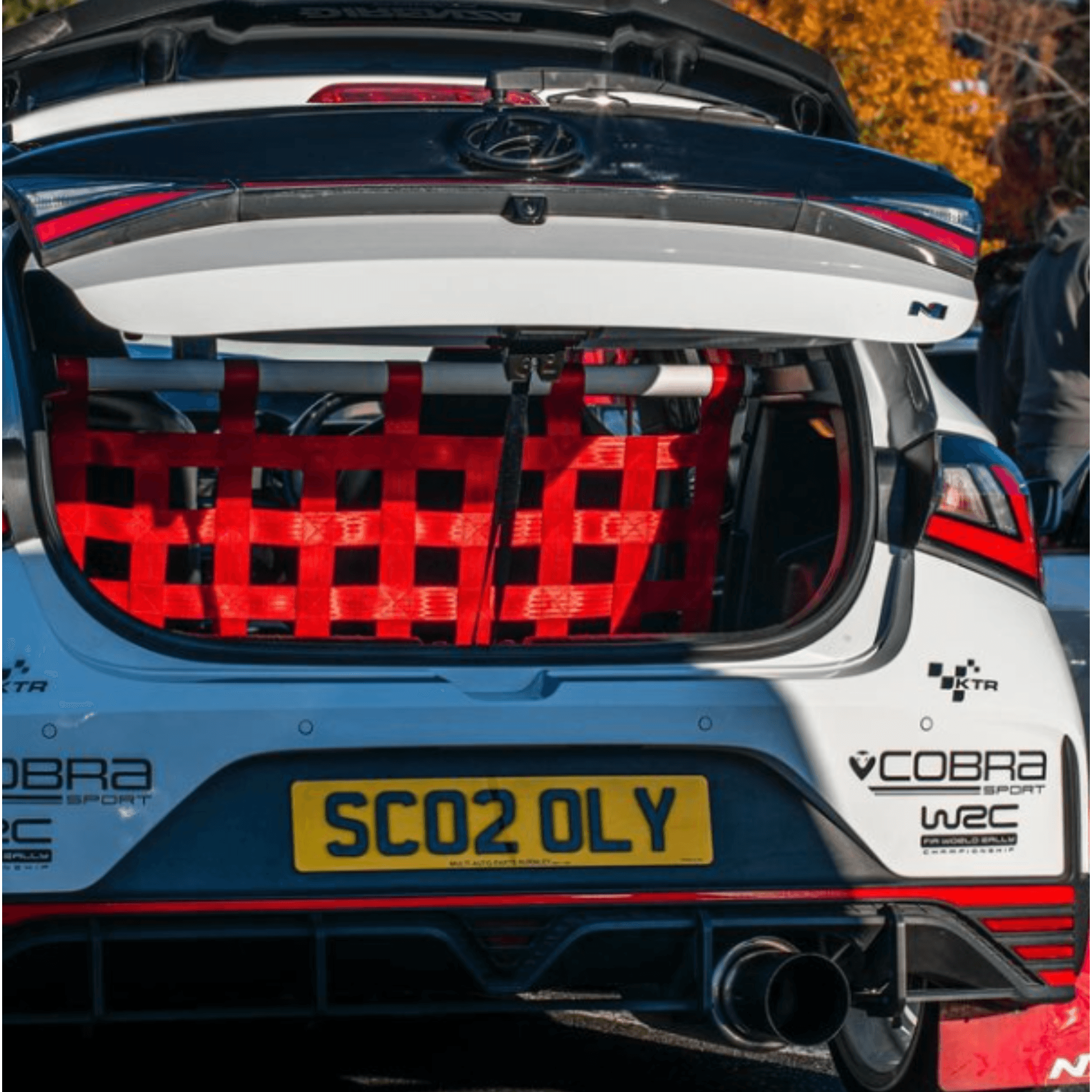 Hyundai i20N Strut bar and Cargo net cargo-nets.co.uk