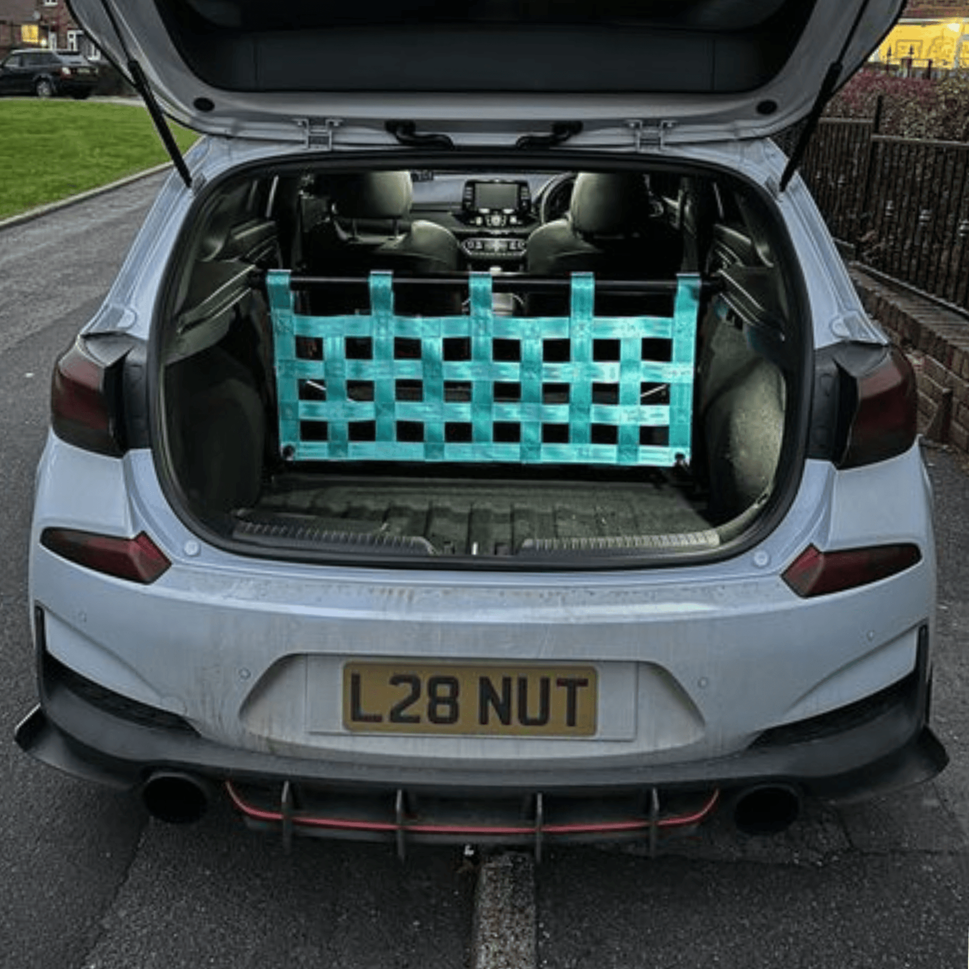 Hyundai i30N Strut bar and Cargo net cargo-nets.co.uk