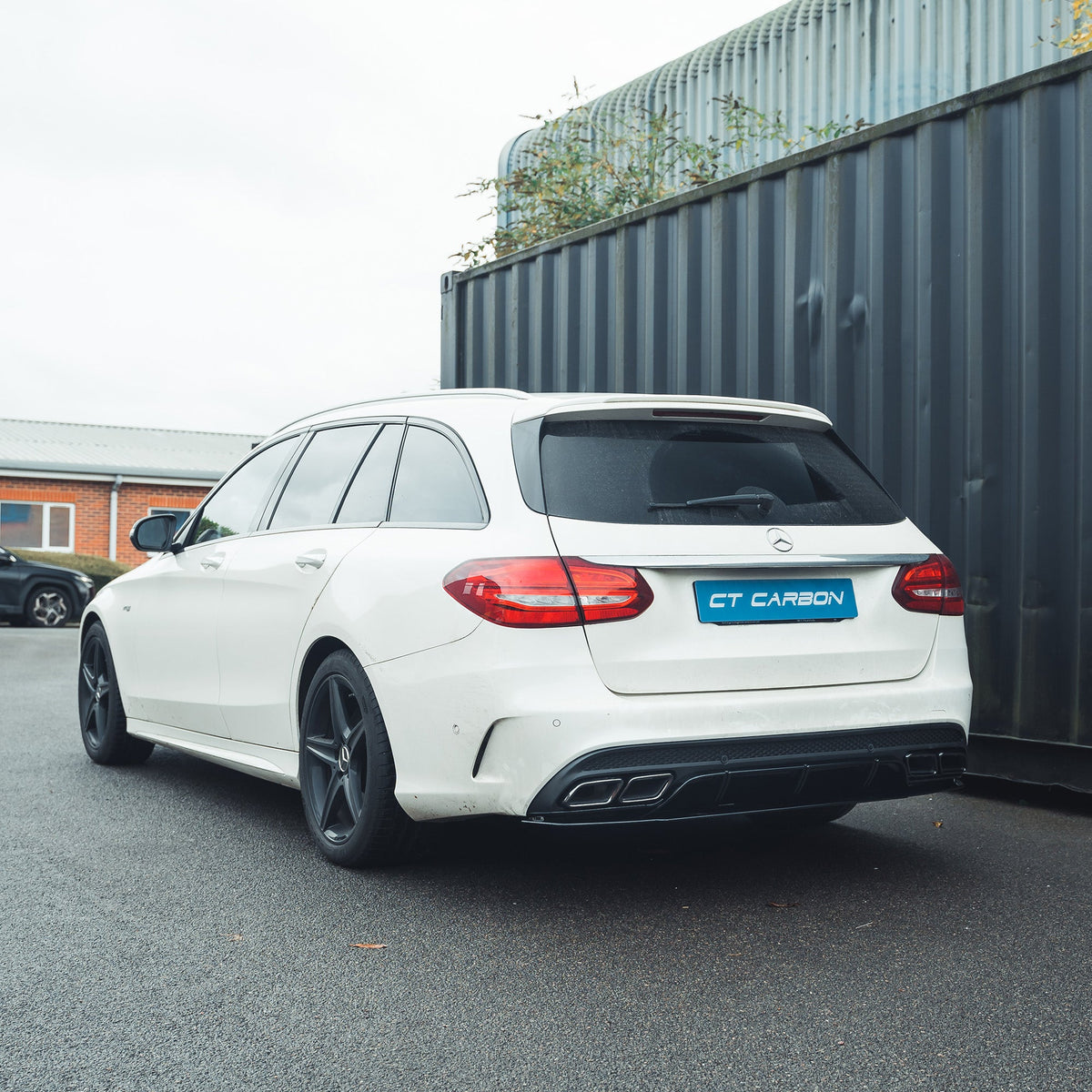 MERCEDES C-CLASS SALOON/ESTATE W205 GLOSS BLACK DIFFUSER & BLACK TIPS