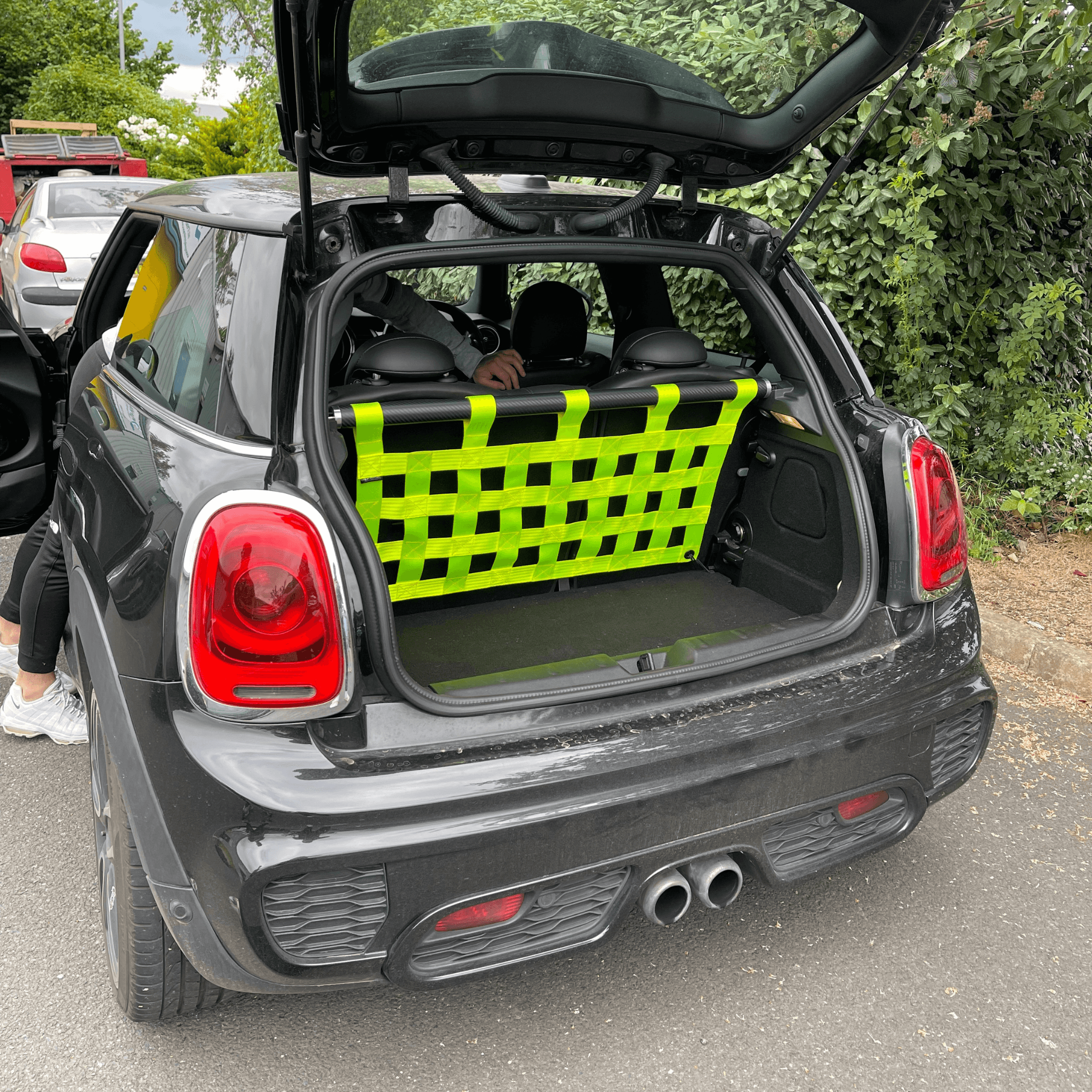 Mini Cooper S F56 Strut bar and Cargo net cargo-nets.co.uk