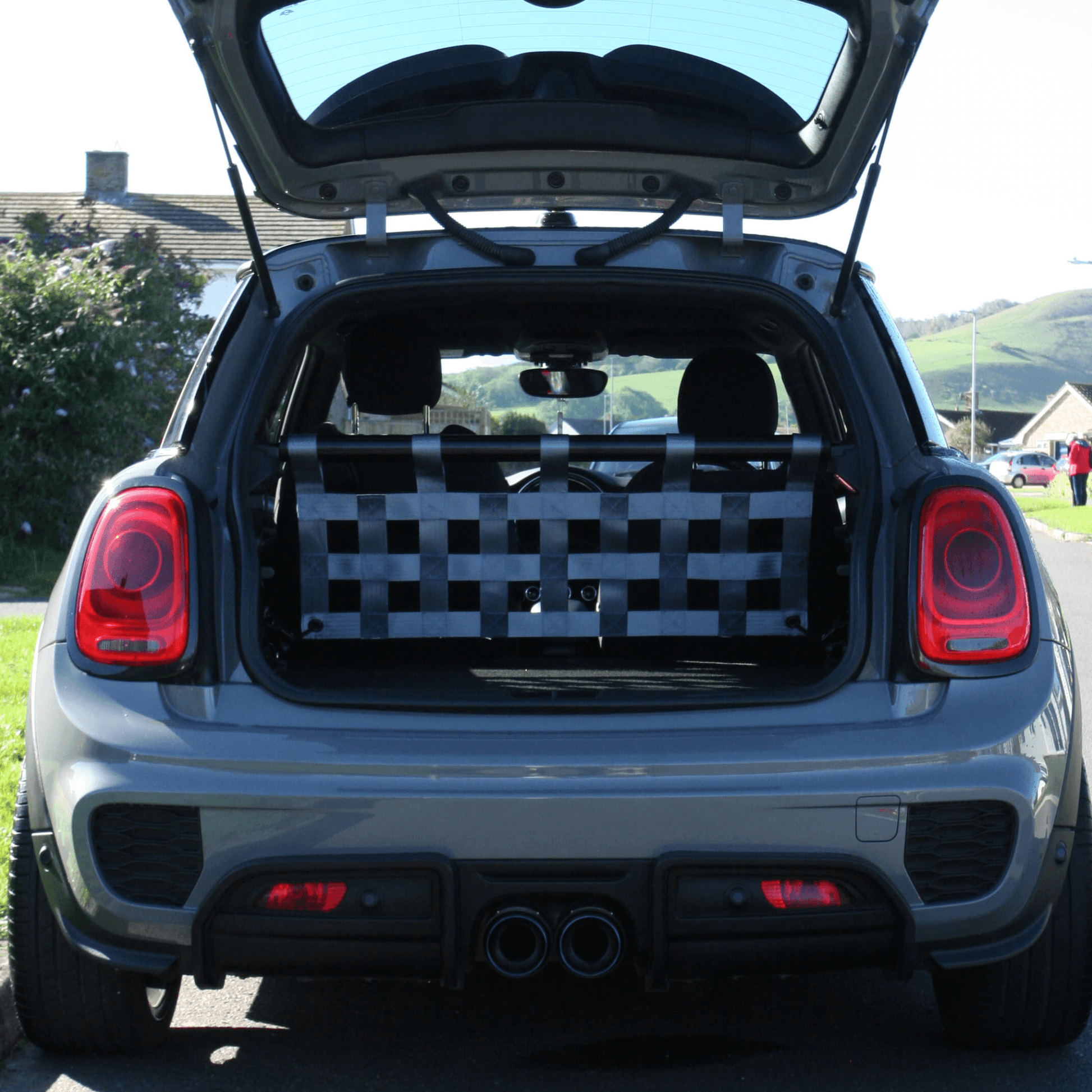 Mini Cooper S F56 Strut bar and Cargo net cargo-nets.co.uk