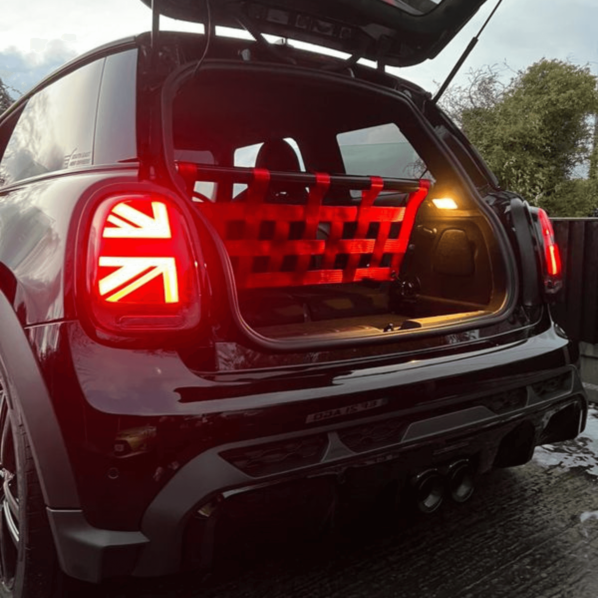 Mini Cooper S F56 Strut bar and Cargo net cargo-nets.co.uk