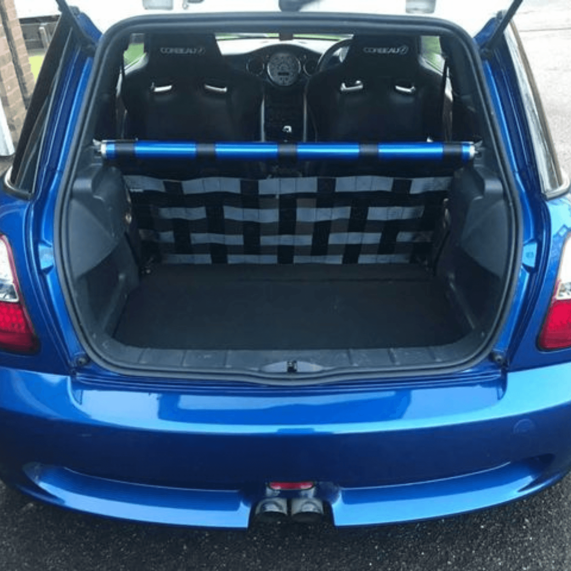 Mini Cooper R50 R53 Strut bar and Cargo net cargo-nets.co.uk