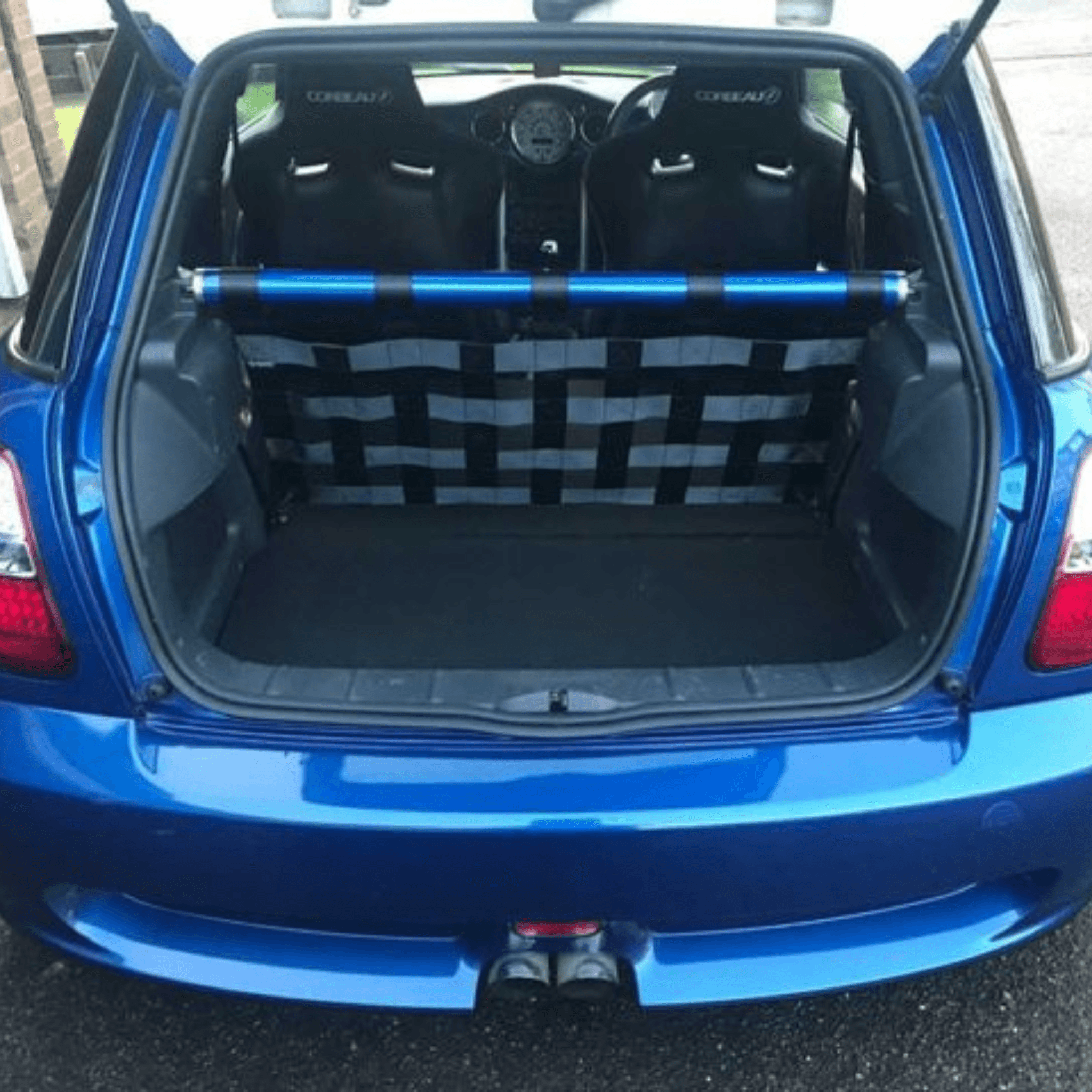 Mini Cooper R50 R53 Strut bar and Cargo net cargo-nets.co.uk