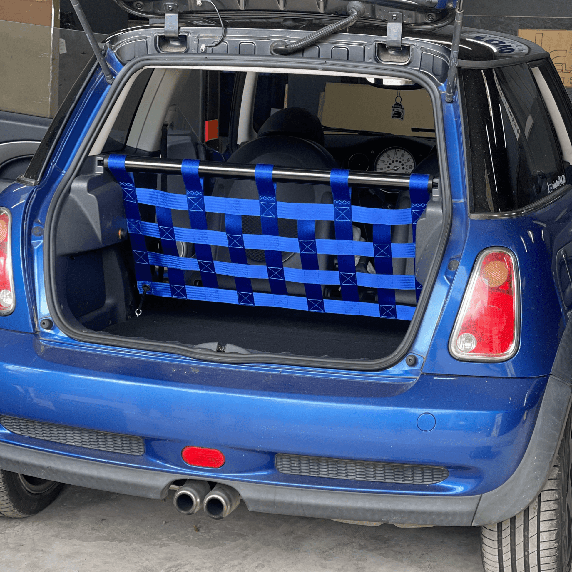 Mini Cooper R50 R53 Strut bar and Cargo net cargo-nets.co.uk