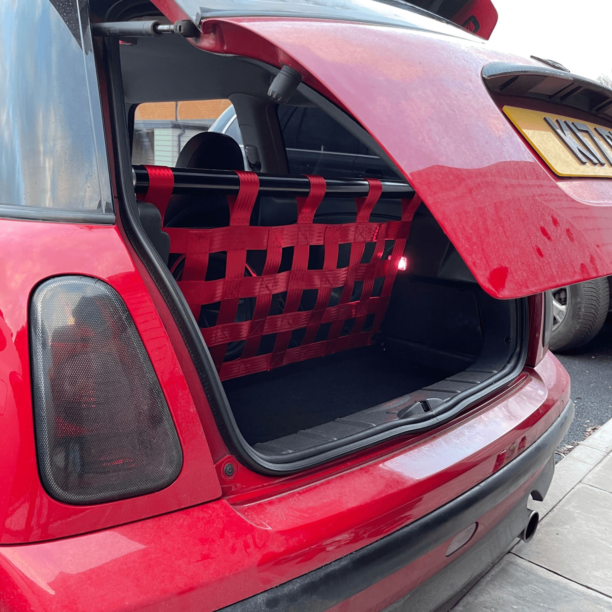 Mini Cooper R50 R53 Strut bar and Cargo net cargo-nets.co.uk