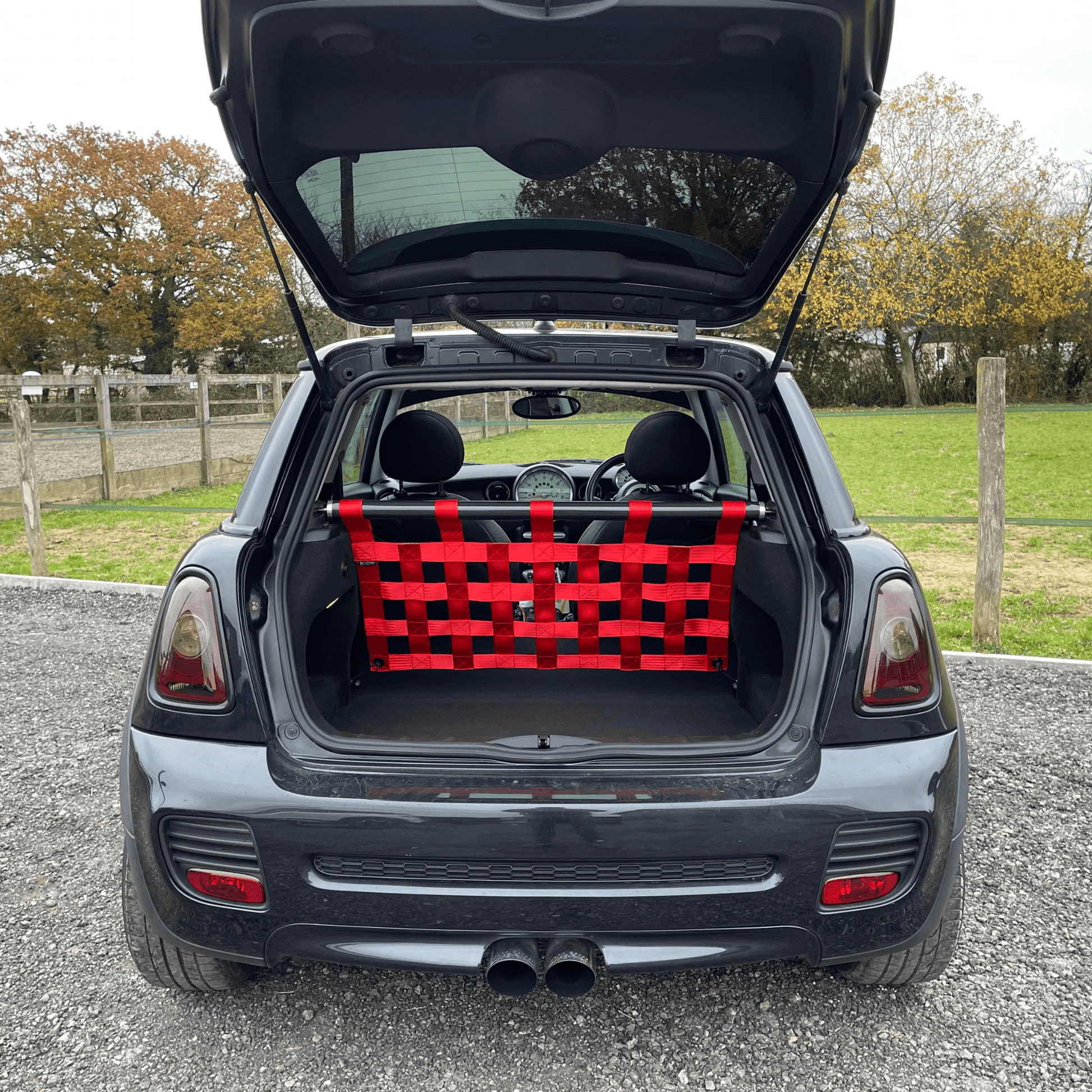 Mini Cooper S R56 Strut bar and Cargo net cargo-nets.co.uk
