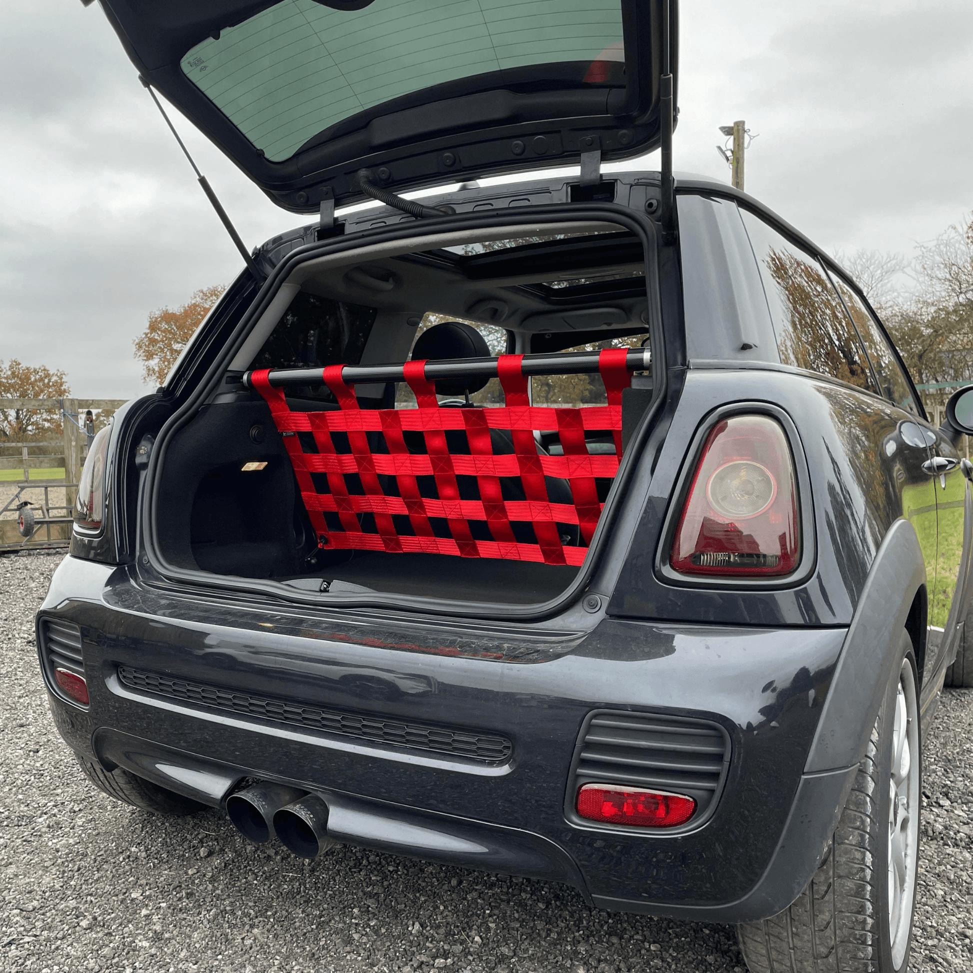 Mini Cooper S R56 Strut bar and Cargo net cargo-nets.co.uk