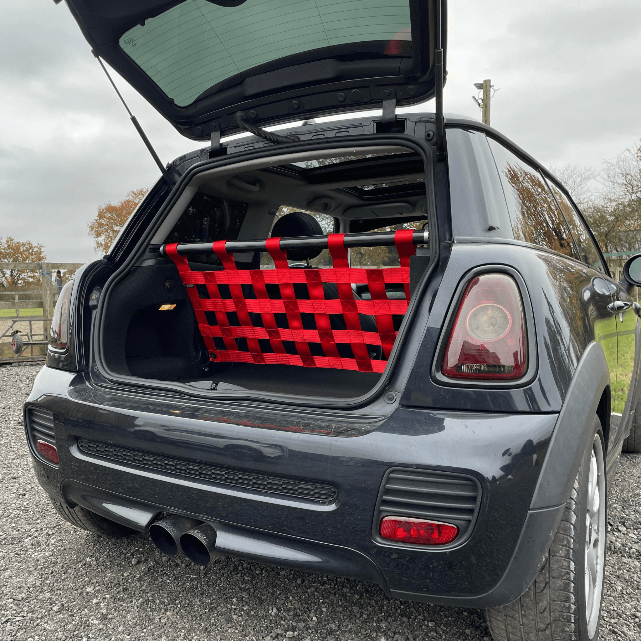 Mini Cooper S R56 Strut bar and Cargo net cargo-nets.co.uk