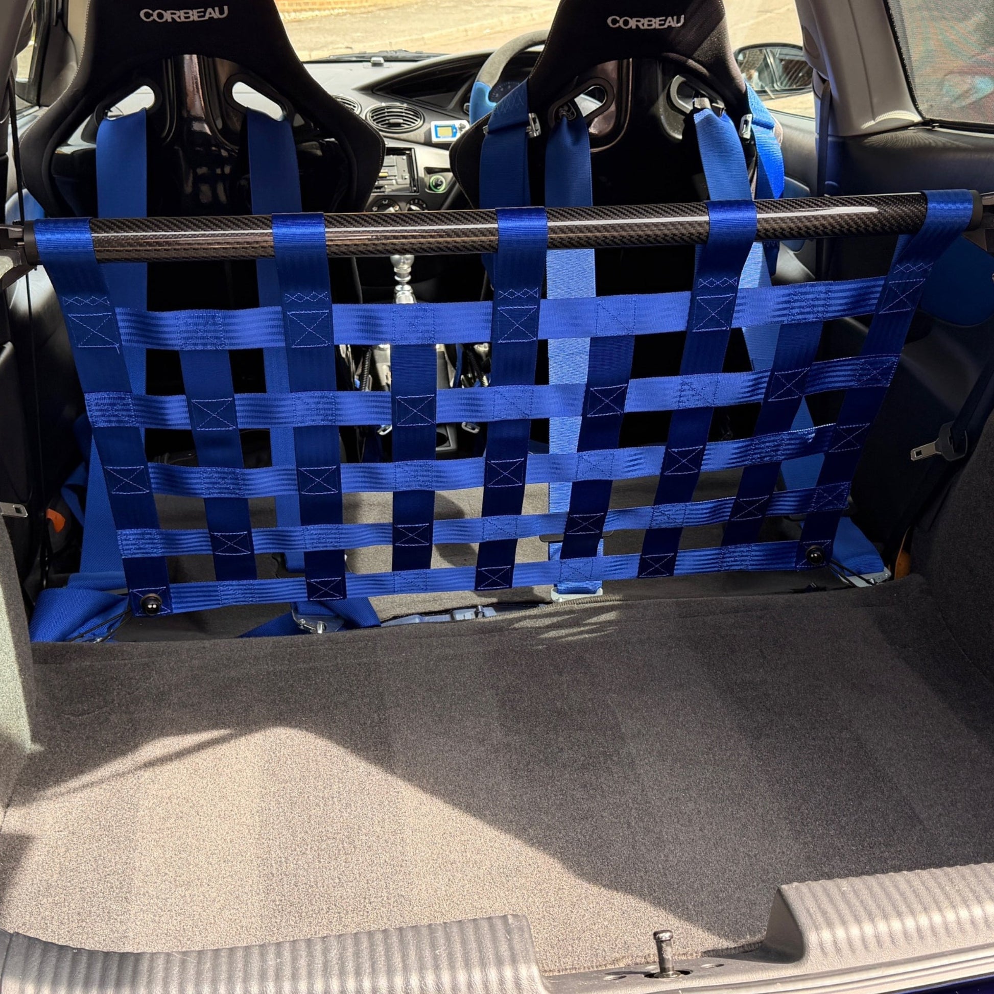 Ford Focus Mk1 ST RS Strut Bar and Cargo Net cargo-nets.co.uk