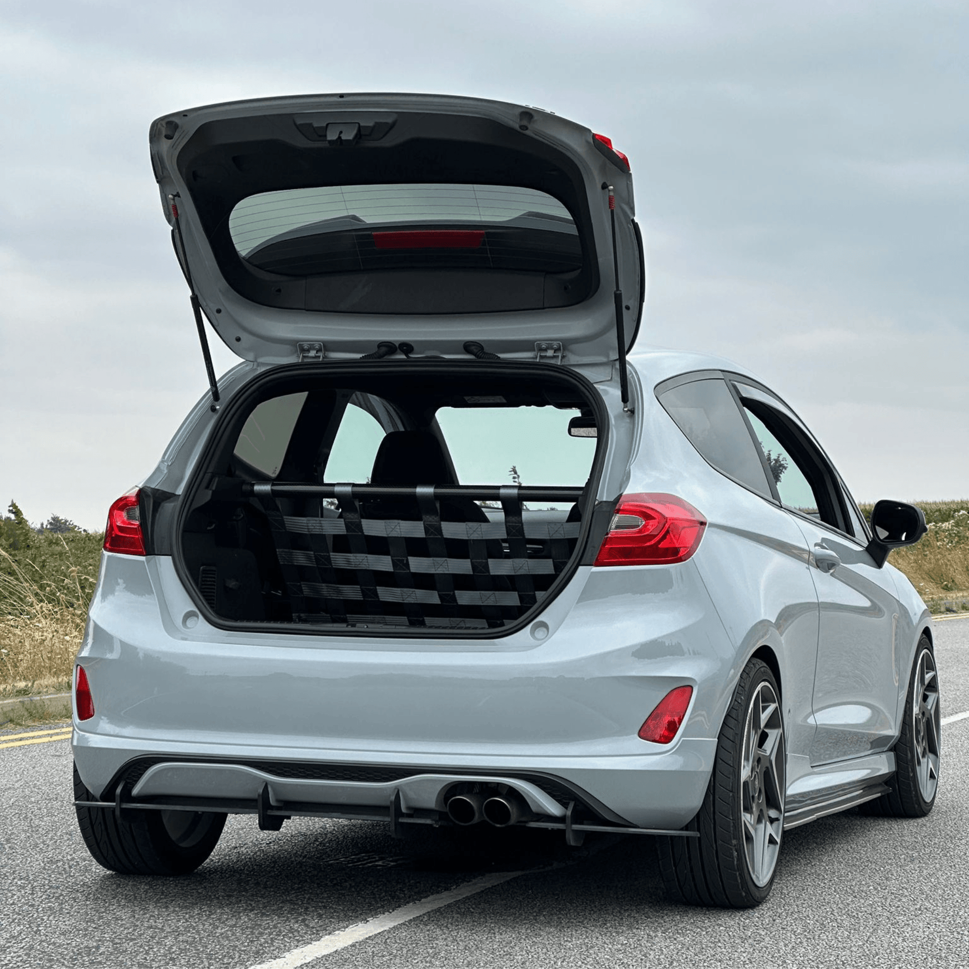 Ford Fiesta Mk8 ST Strut bar and Cargo net cargo-nets.co.uk