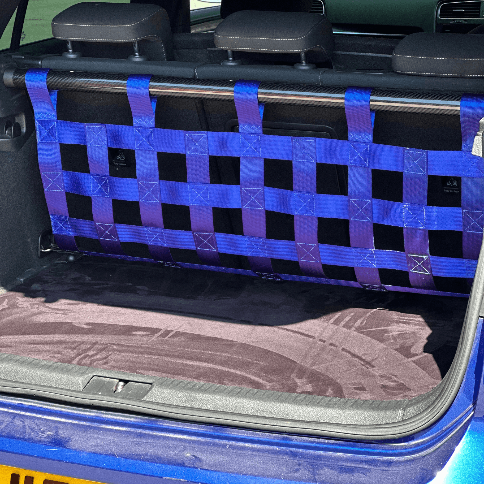 VW Golf Mk8 R GTI Strut bar and Cargo net cargo-nets.co.uk