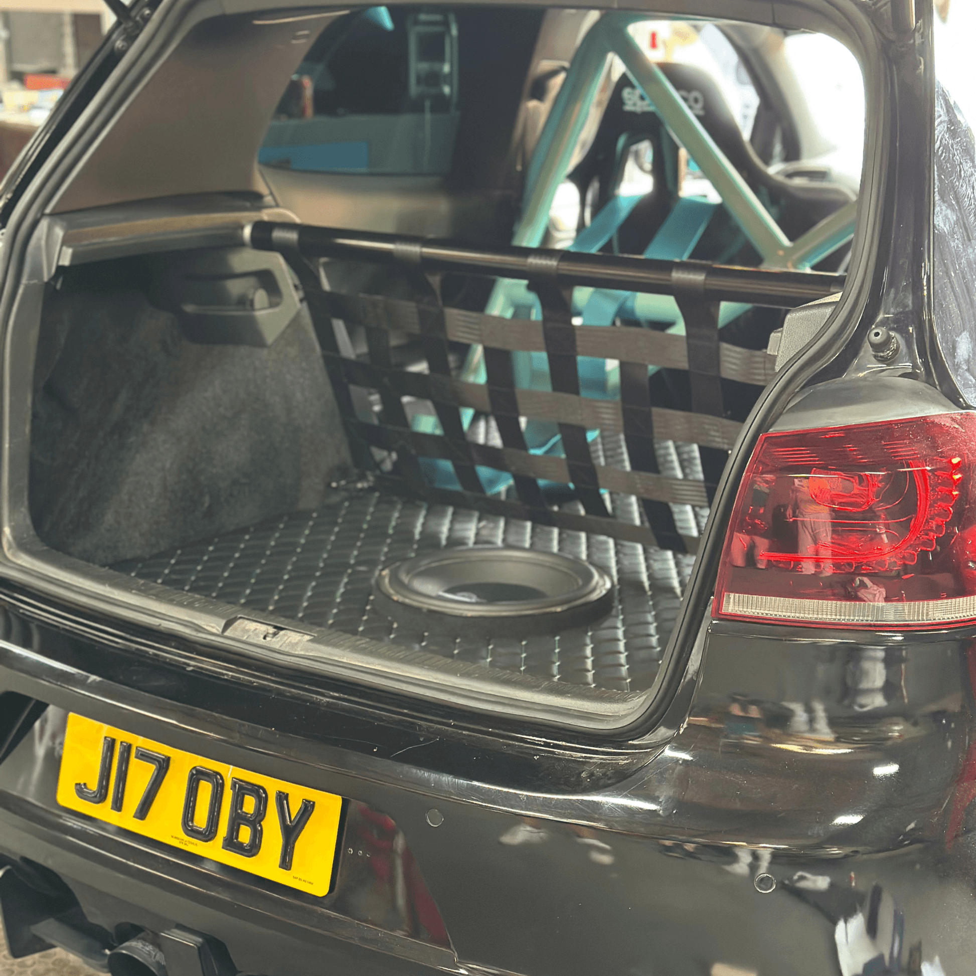 VW Golf Mk6 R GTI Strut bar and Cargo net cargo-nets.co.uk