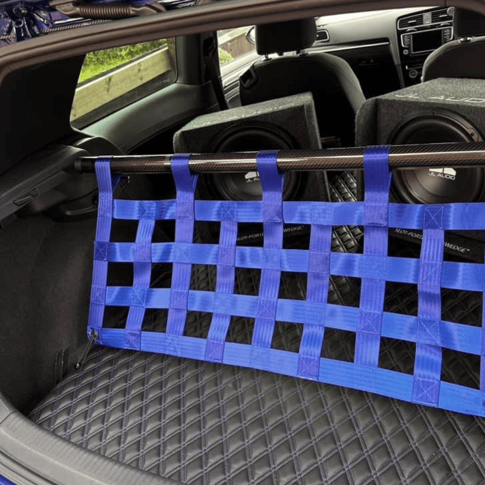VW Golf Mk7 R GTI Strut bar and Cargo net cargo-nets.co.uk