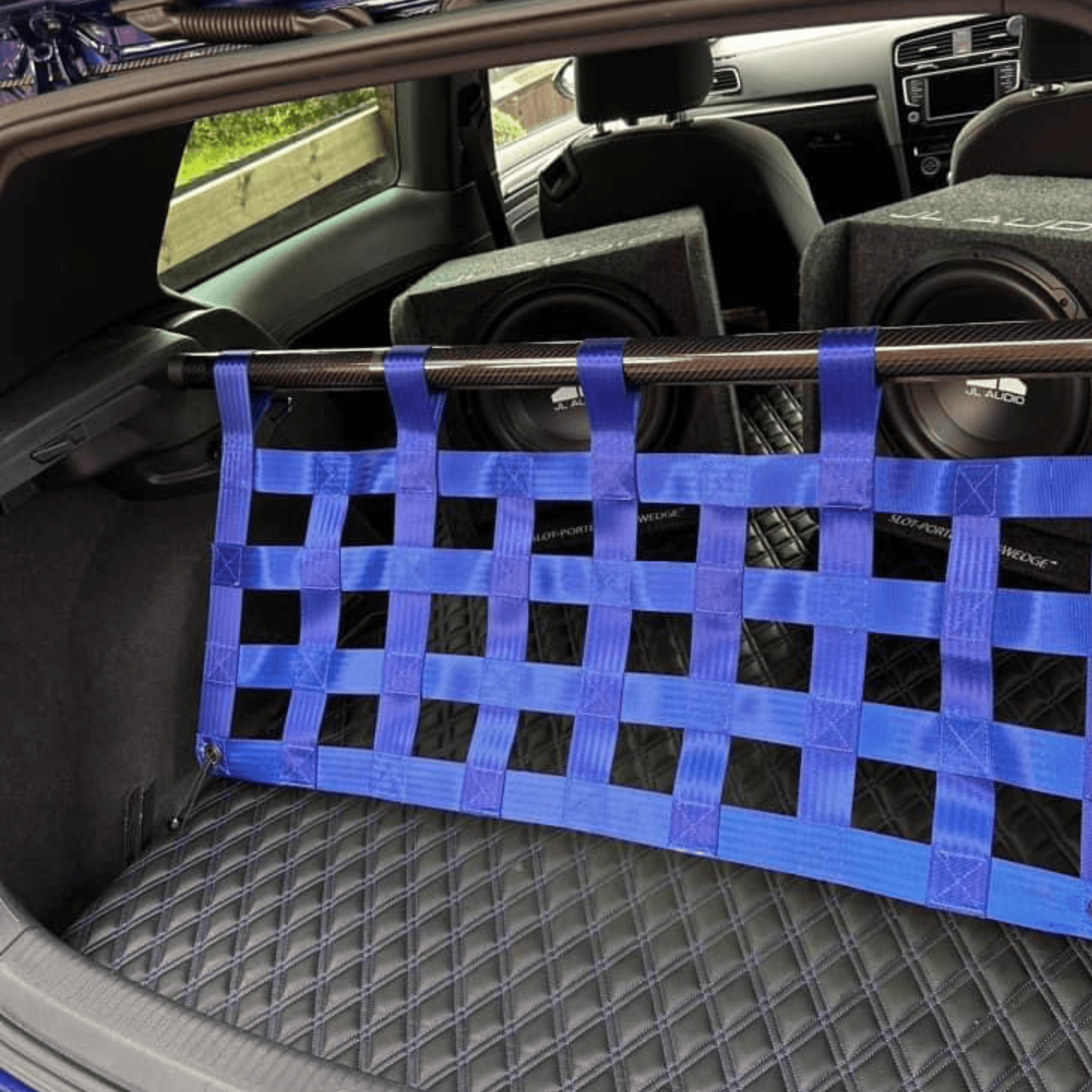VW Golf Mk7 R GTI Strut bar and Cargo net cargo-nets.co.uk