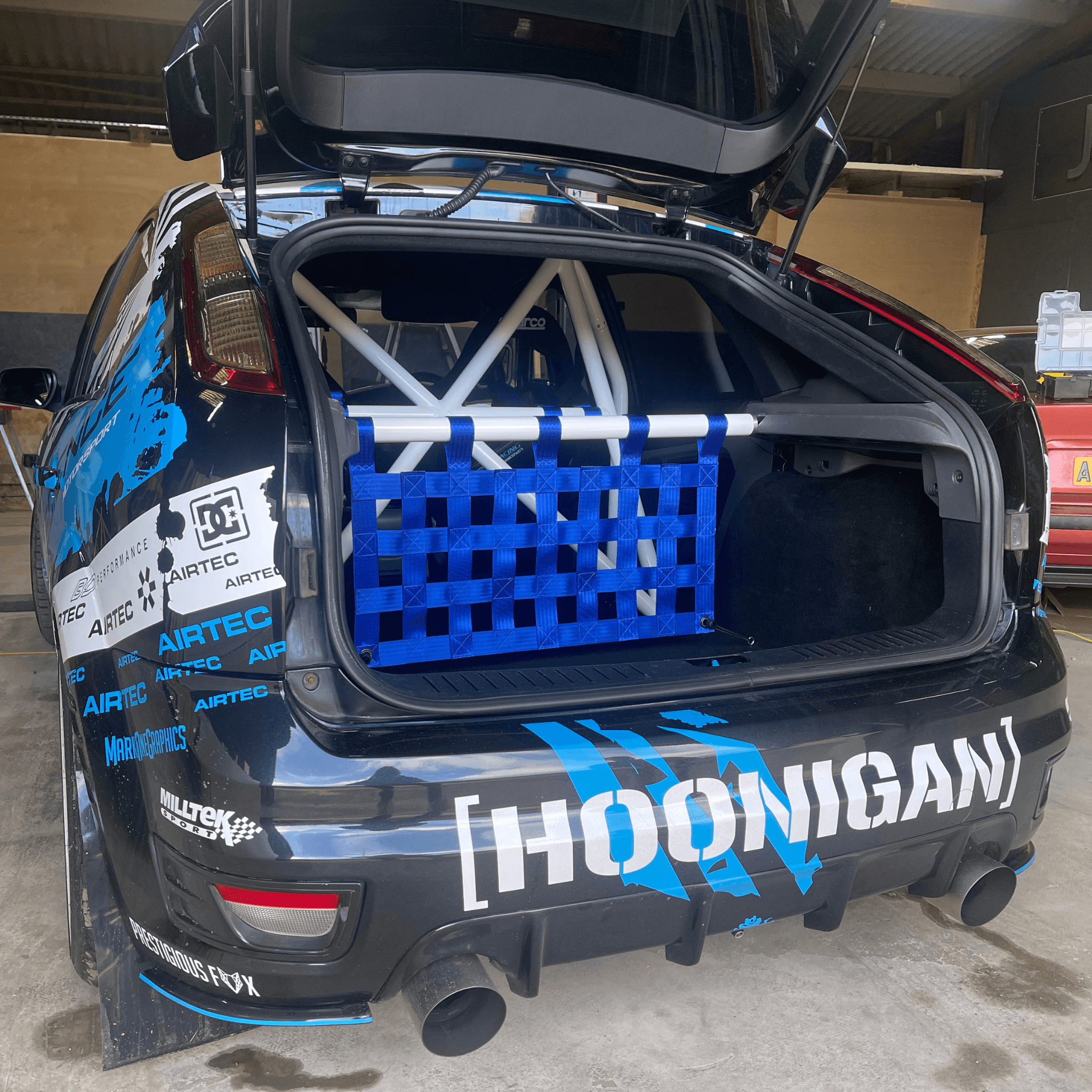 Ford Focus Mk2 ST RS Strut bar and Cargo net cargo-nets.co.uk
