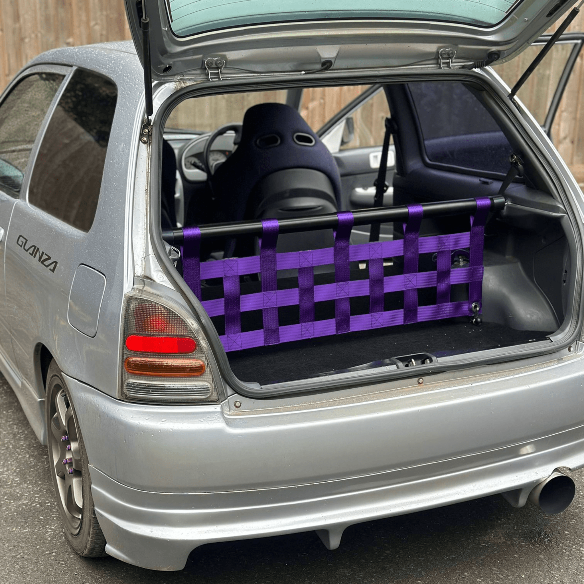 Toyota Starlet Glanza V EP91 Strut bar and Cargo net cargo-nets.co.uk