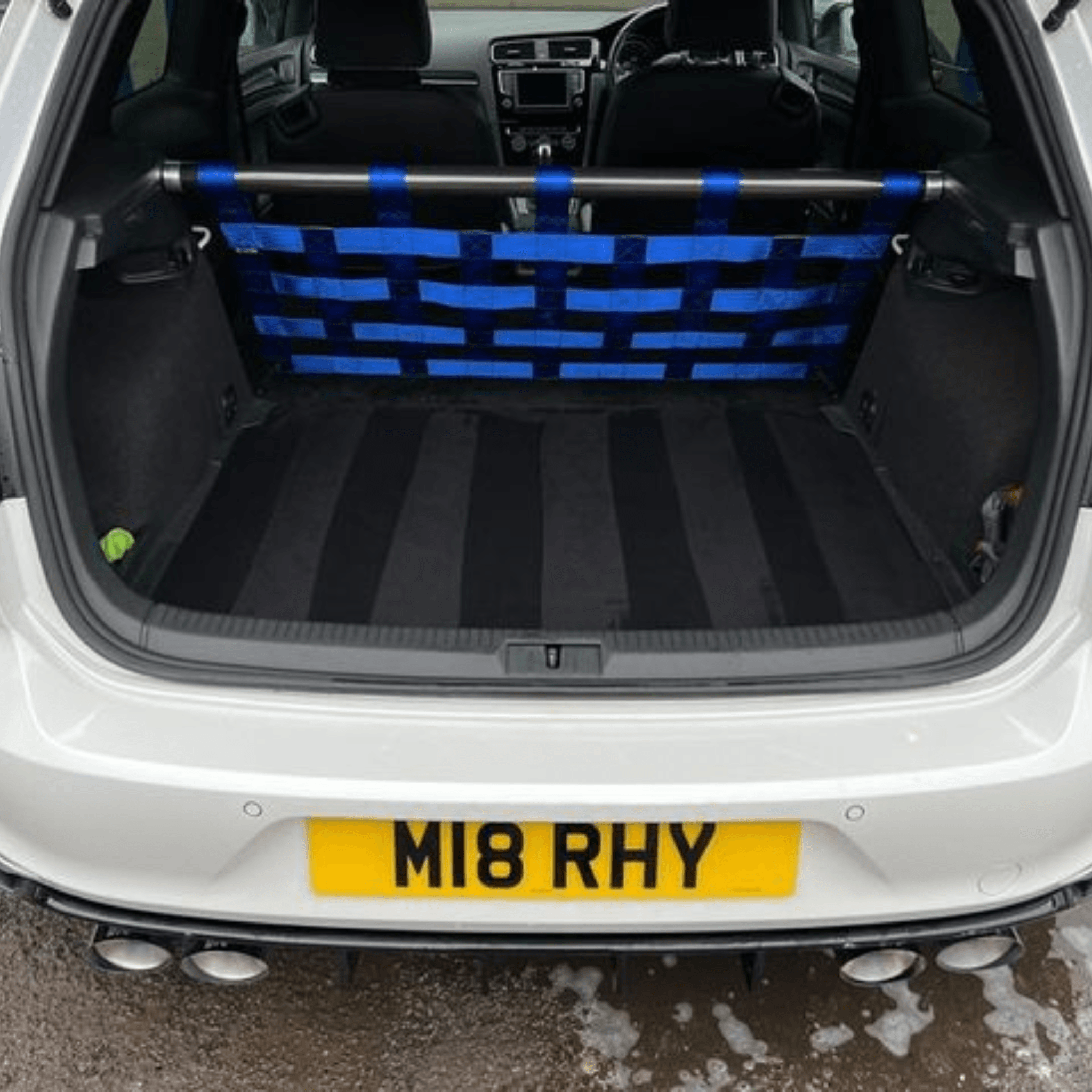 VW Golf Mk7 R GTI Strut bar and Cargo net cargo-nets.co.uk