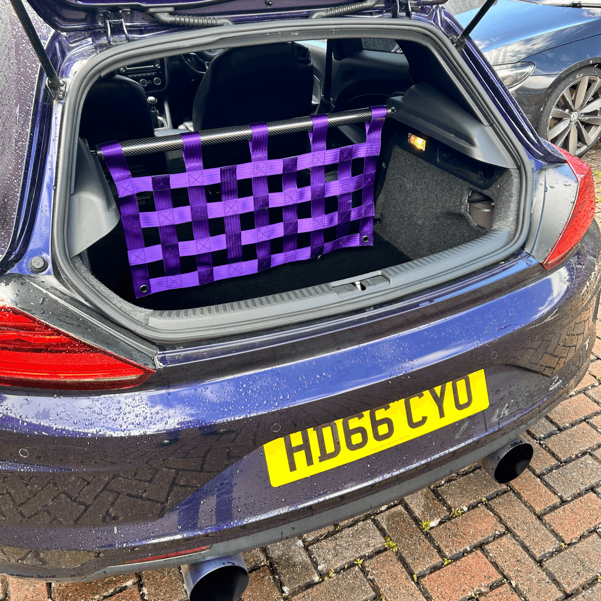VW Scirocco Mk3 R Strut bar and Cargo net cargo-nets.co.uk