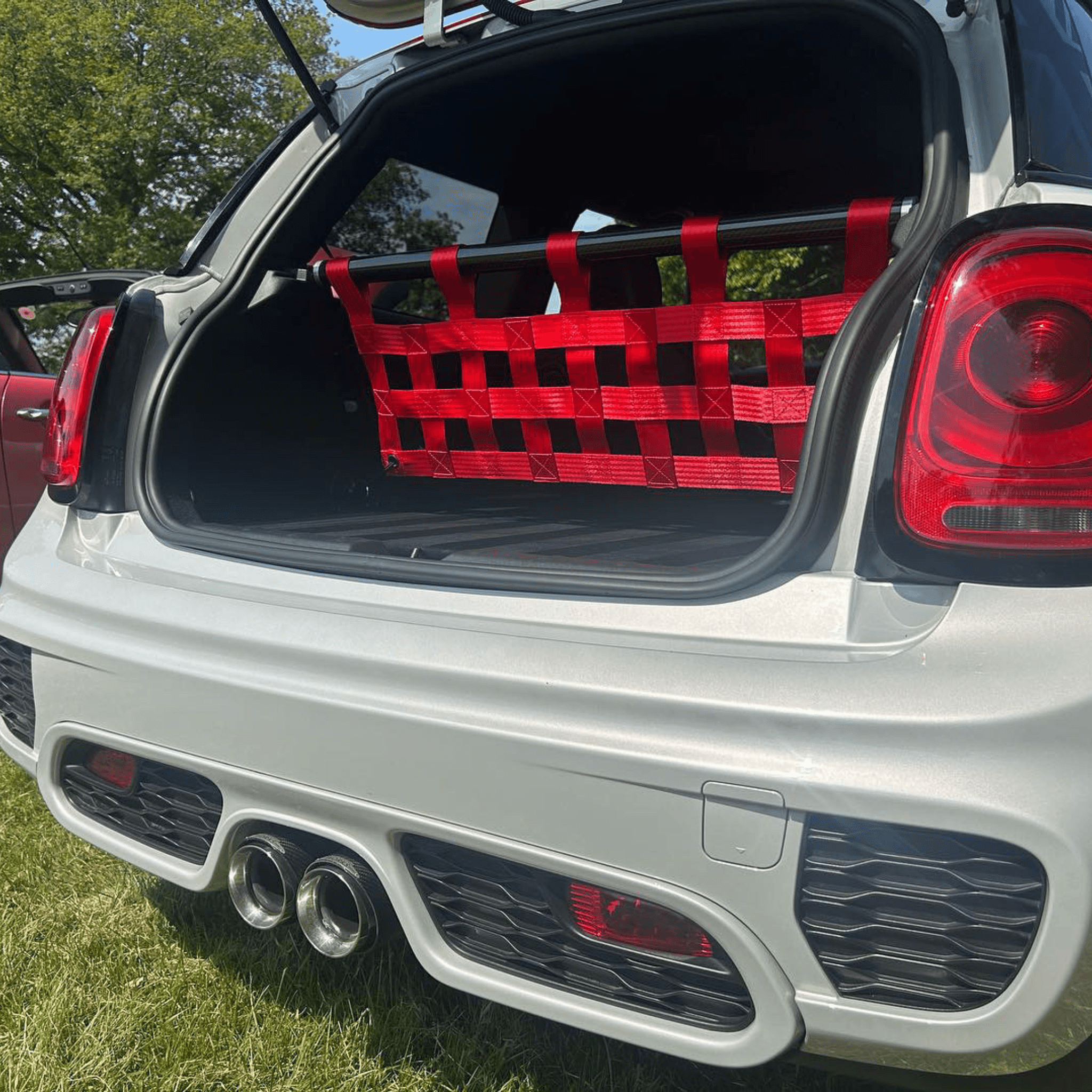 Mini Cooper S F56 Strut bar and Cargo net cargo-nets.co.uk