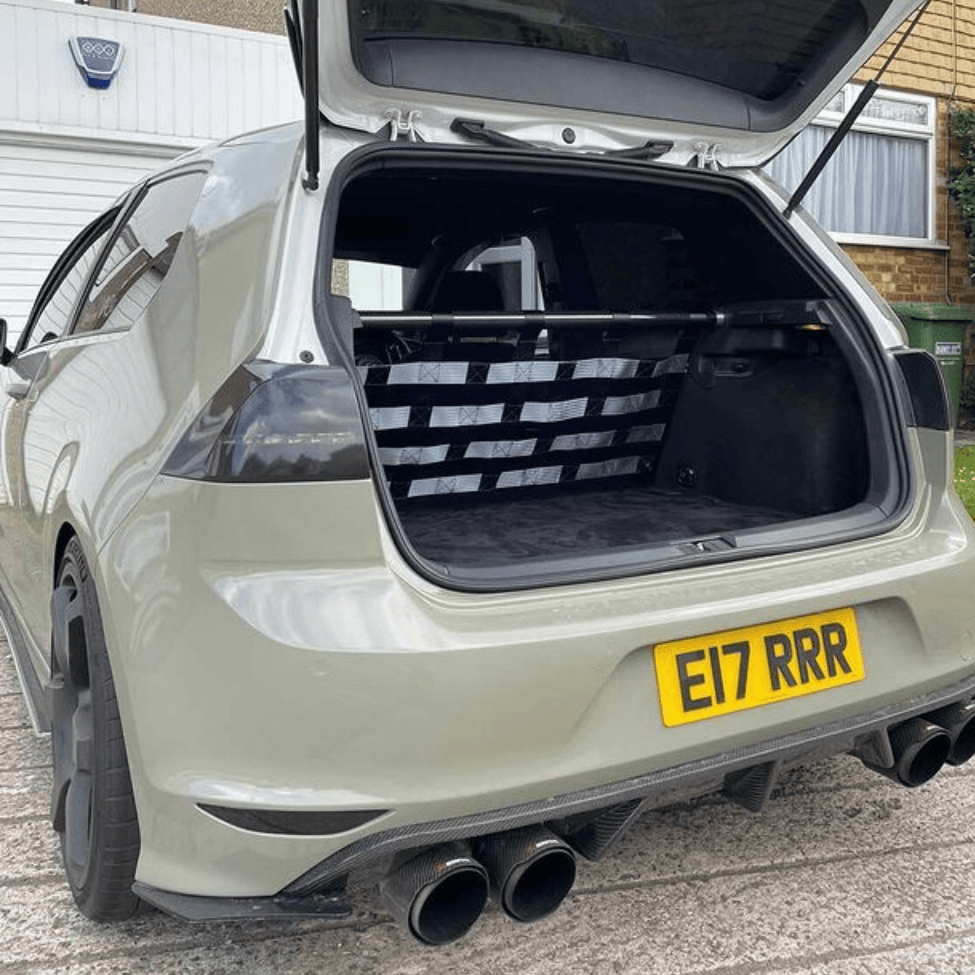 VW Golf Mk7 R GTI Strut bar and Cargo net cargo-nets.co.uk