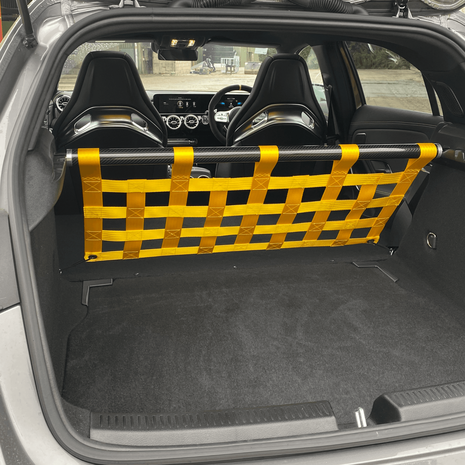 Mercedes-Benz A-Class W177 A45 / A45s AMG Strut bar and Cargo net cargo-nets.co.uk