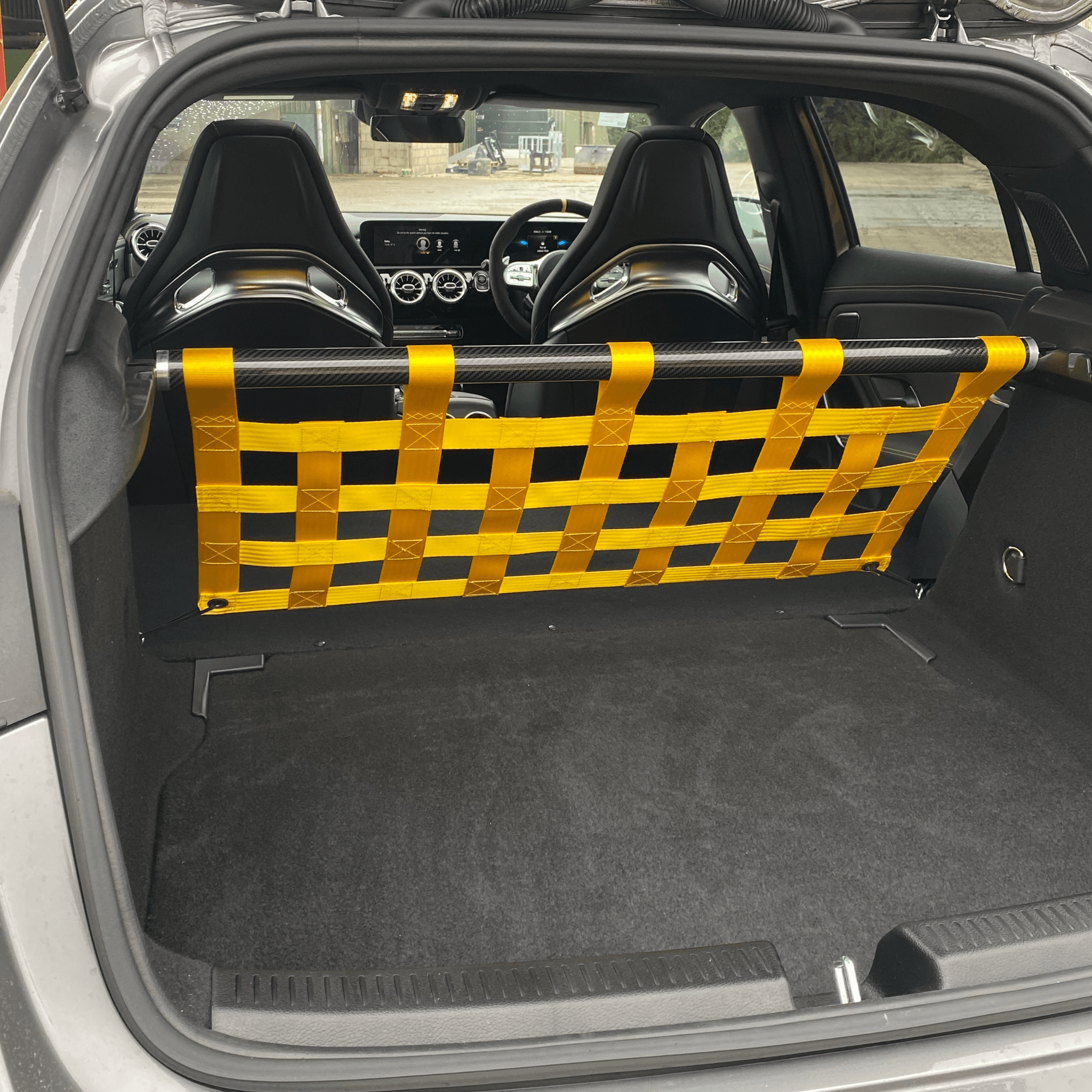 Mercedes-Benz A-Class W177 A45 / A45s AMG Strut bar and Cargo net cargo-nets.co.uk