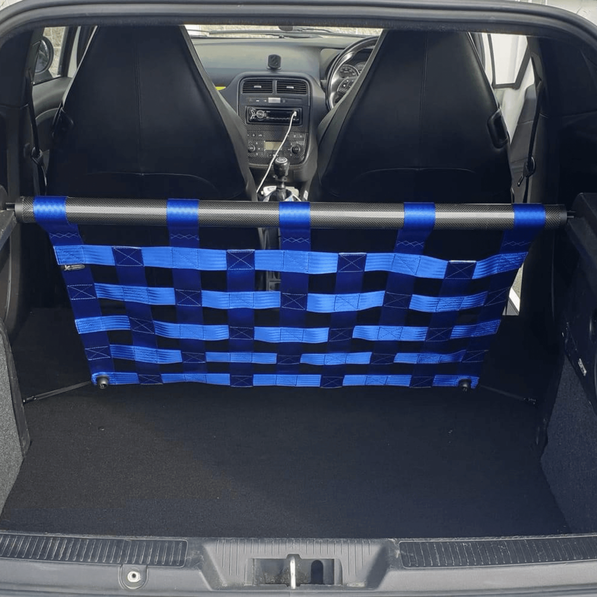 Abarth Punto Strut bar and Cargo net cargo-nets.co.uk