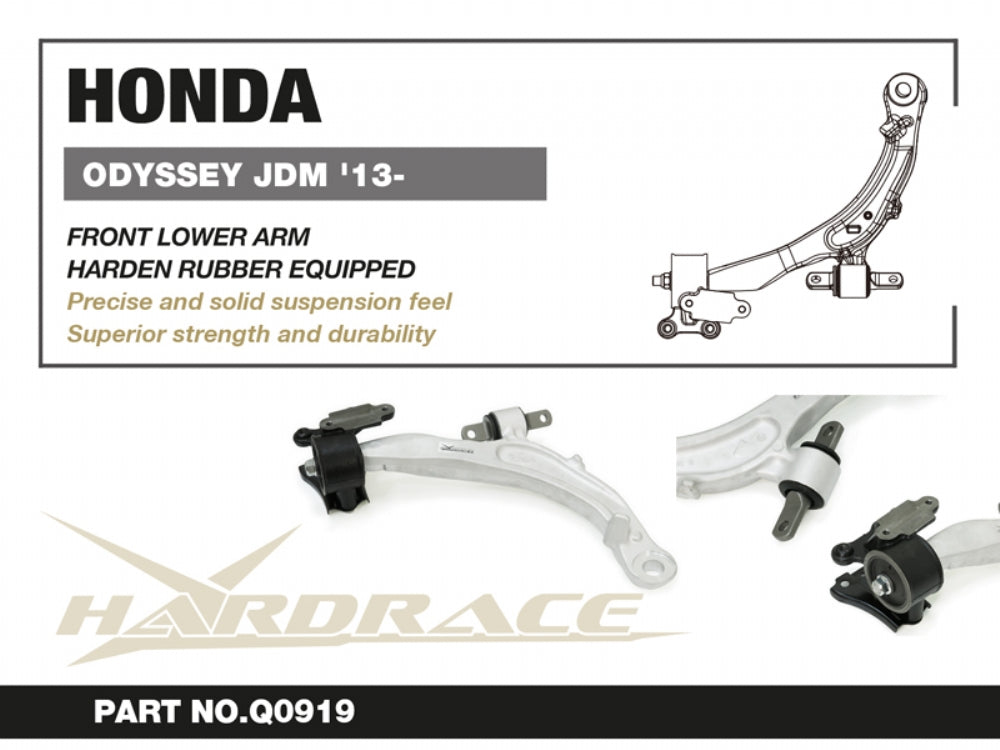HARDRACE HONDA ODYSSEY JDM RC1/2 13+ FRONT LOWER CONTROL ARM (HARDEN RUBBER) - 2PCS/SET HardRace