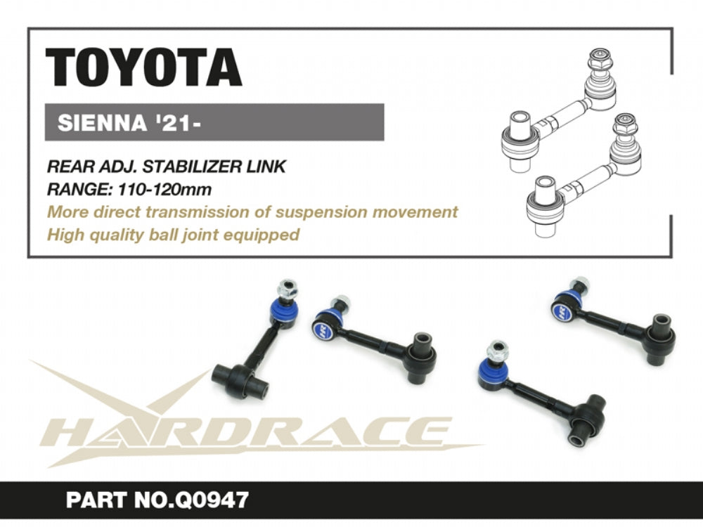 HARDRACE TOYOTA SIENNA 21- REAR ADJ. STABILIZER LINK - 2PCS/SET RANGE: 110-120mm HardRace