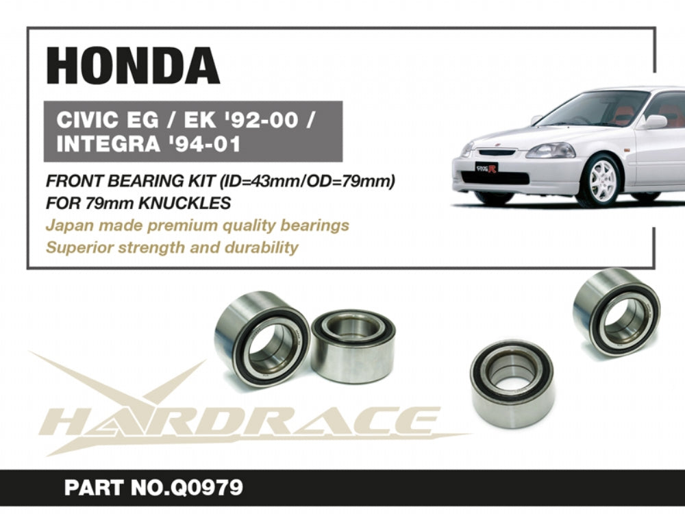 HARDRACE HONDA CIVIC EG/EK FRONT WHEEL BEARING KIT 2PCS MADE IN JAPAN ID=43mm/OD=79mm HardRace