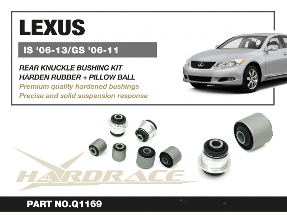 HARDRACE LEXUS IS 06-13/GS 06-11 REAR KNUCKLE BUSHING KIT PILLOW BALL+HARDEN RUBBER 6PCS HardRace