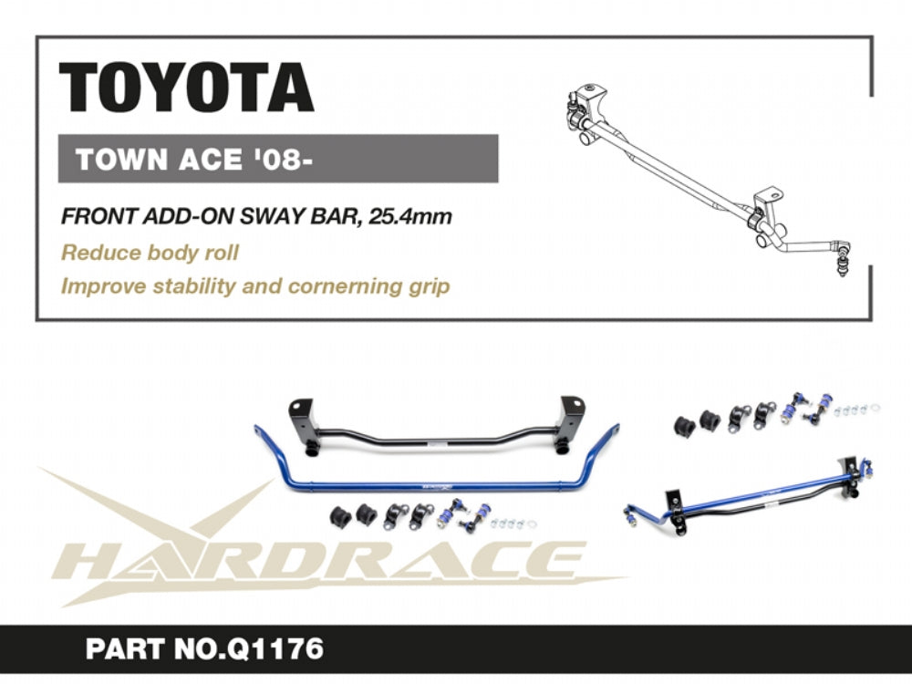 HARDRACE TOYOTA TOWNACE/LITEACE 08+ FRONT ADD-ON SWAY BAR, 25.4mm - 8PCS/SET HardRace