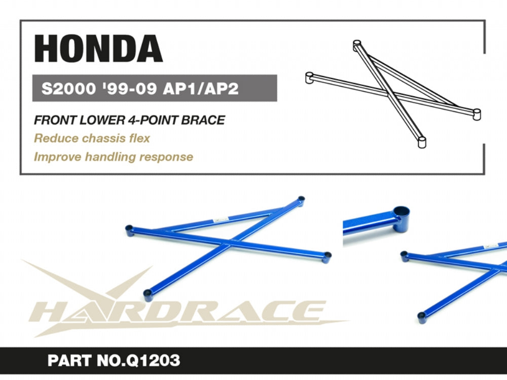 HARDRACE HONDA S2000 99-09 FRONT LOWER 4-POINT BRACE - 1PCS/SET HardRace