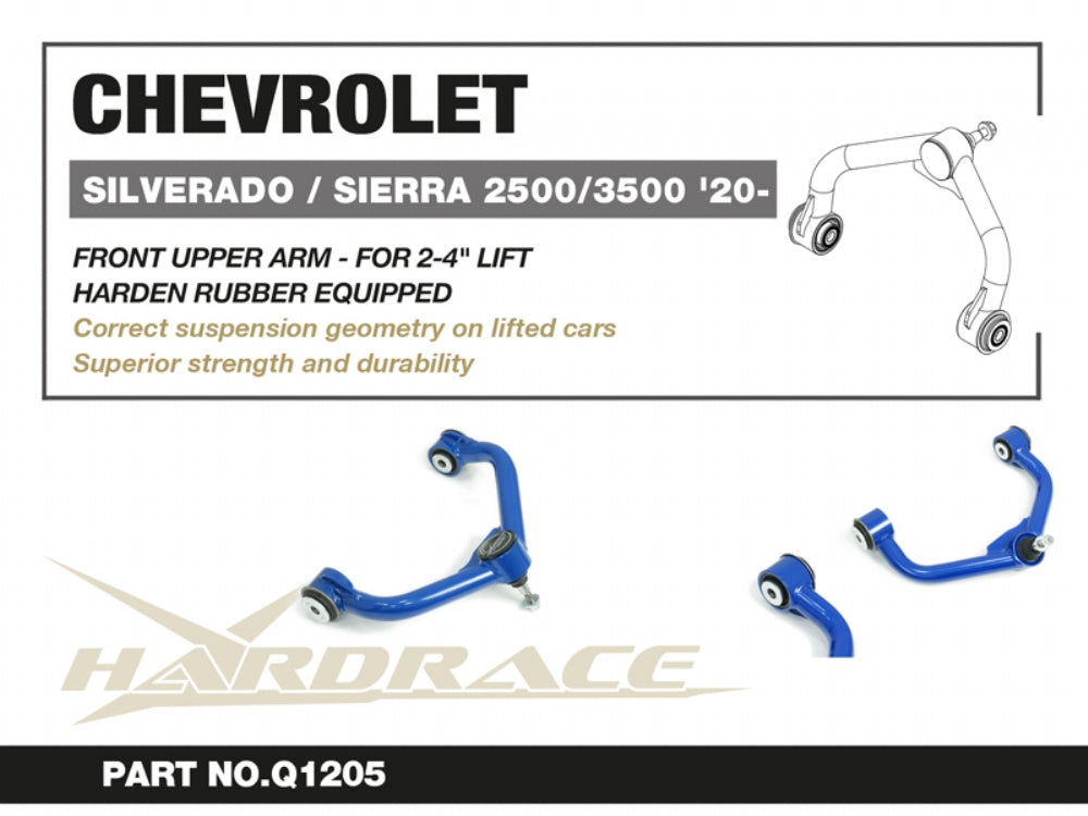 HARDRACE CHEVROLET SILVERADO/GMC SIERRA FRONT UPPER ARM 2-4" LIFT HARDEN RUBBER 2PCS/SET HardRace