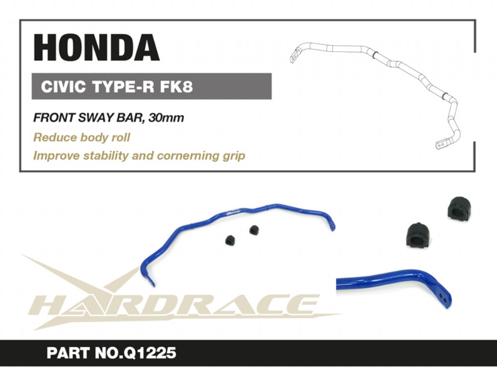 HARDRACE HONDA CIVIC TYPE-R FK8 17-21 FRONT SWAY BAR, 30mm - 3PCS/SET HardRace