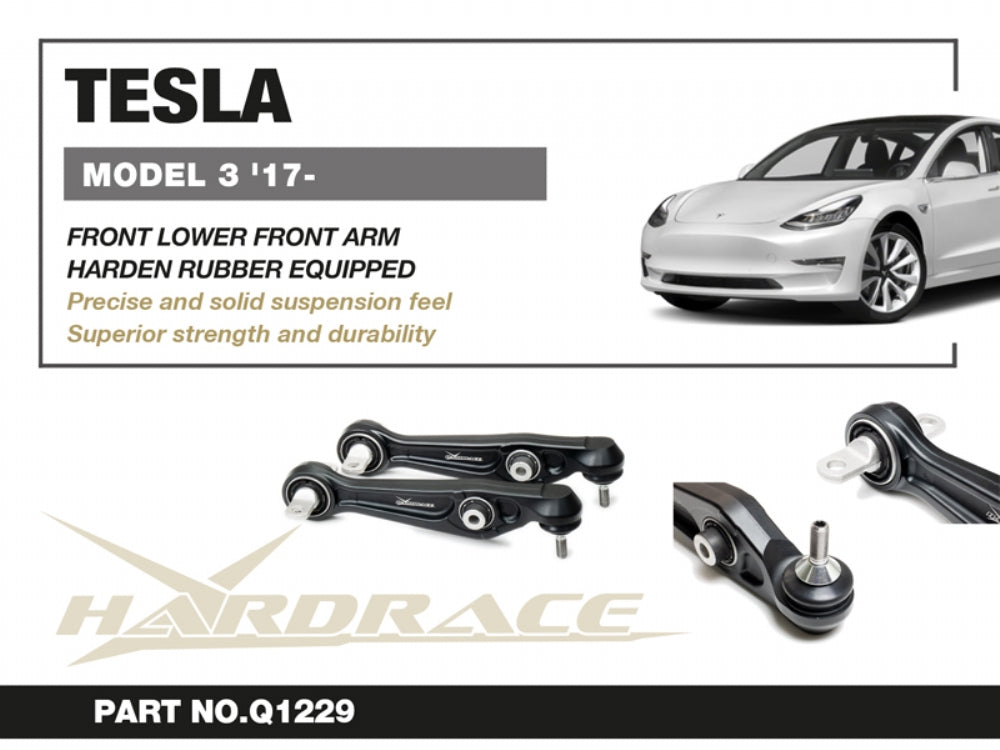HARDRACE TESLA MODEL 3 17+ FRONT LOWER FRONT STRAIGHT ARM (HARDEN RUBBER) - 2PCS/SET HardRace