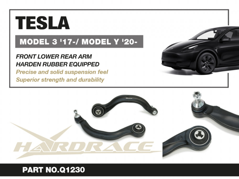 HARDRACE TESLA MODEL 3 17-/MODEL Y 20+ FRONT LOWER REAR CURVED ARM HARDEN RUBBER 2PCS/SET HardRace
