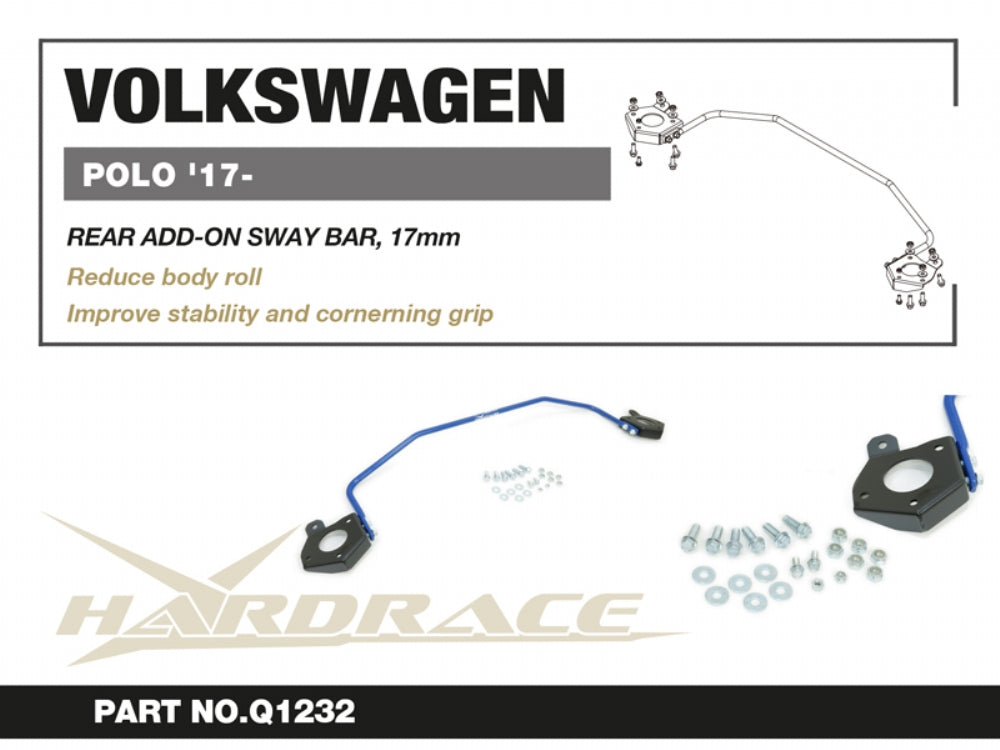HARDRACE VW POLO 17-/ SKODA FABIA 21-/ AUDI A1 18+ REAR ADD-ON SWAY BAR, 17mm - 3PCS/SET HardRace