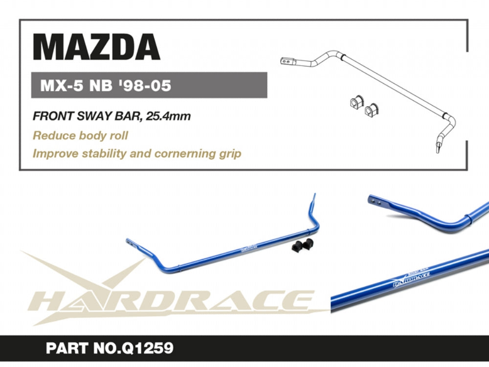 HARDRACE MAZDA MX-5/MIATA NB 98-05 FRONT SWAY BAR, 25.4mm - 3PCS/SET HardRace